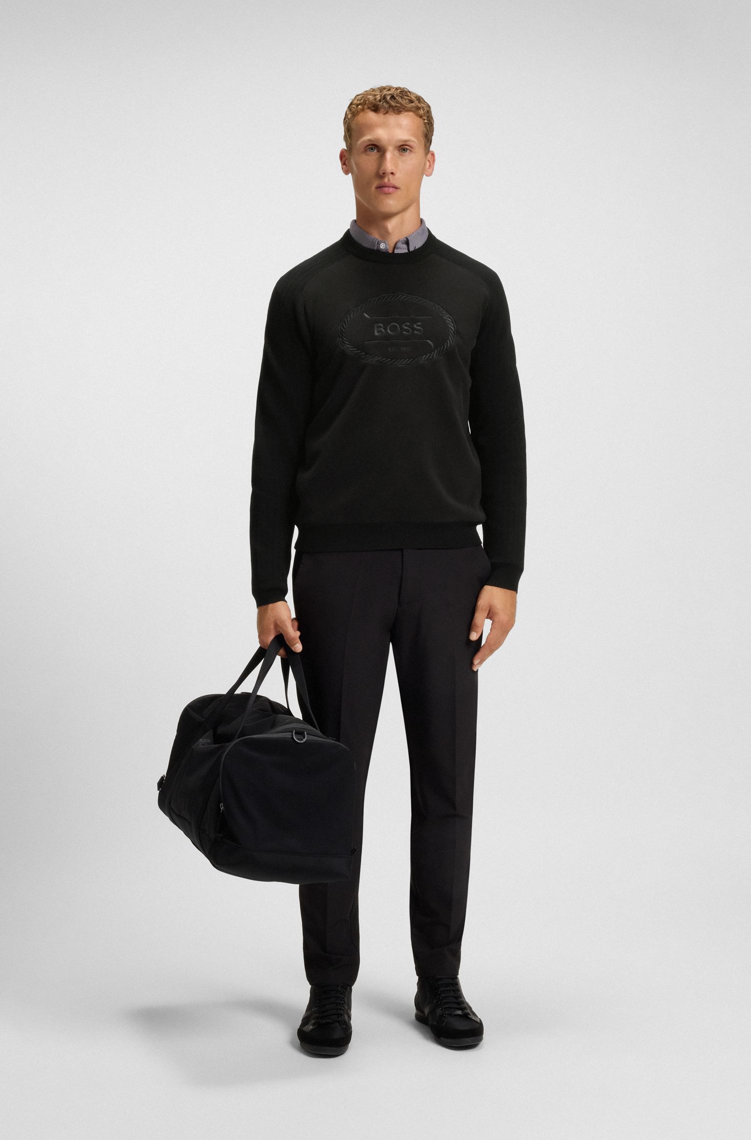 【BOSS博斯】防起绒徽标艺术图案毛衣