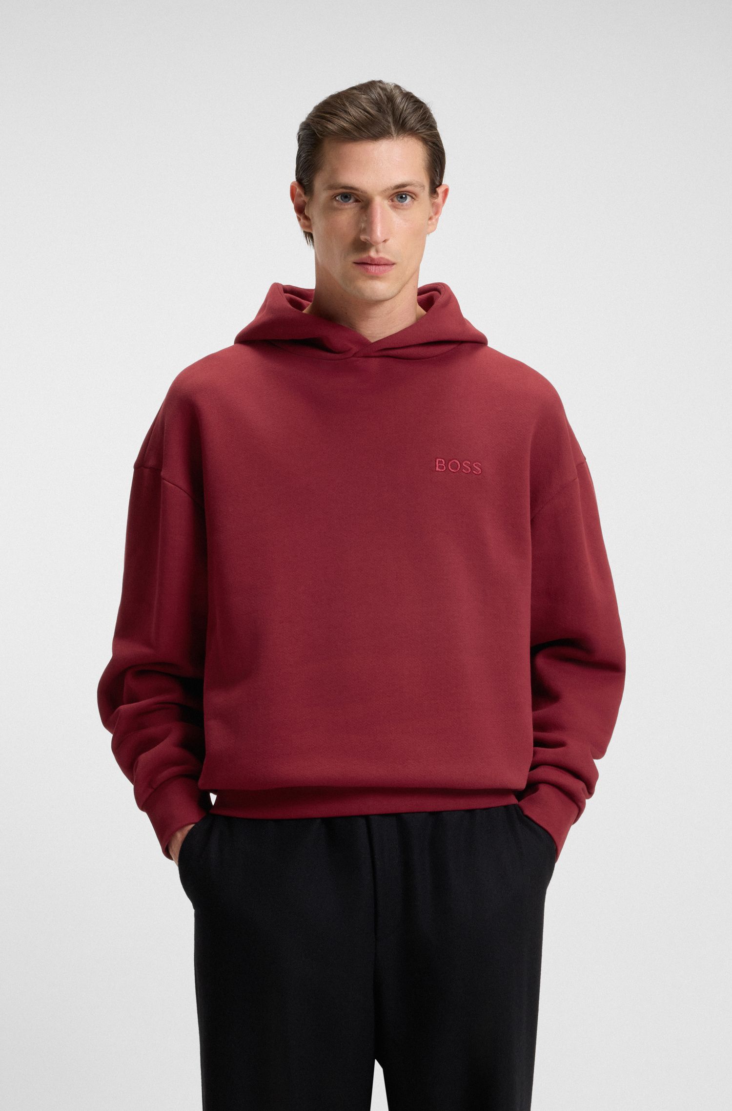 【BOSS博斯】艺术图案棉质毛圈布连帽衫