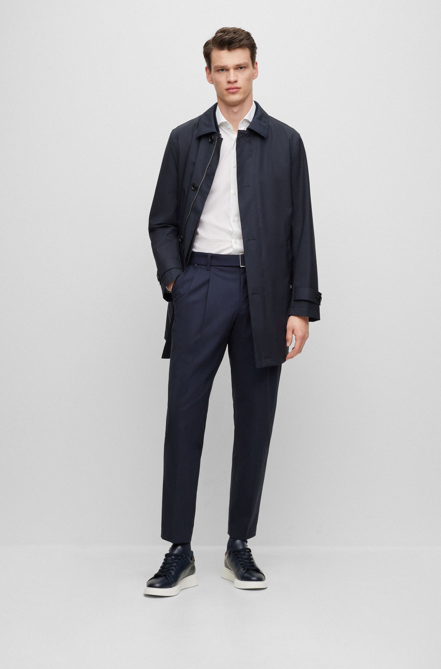 【BOSS博斯】拉链内里弹力羊毛常规版型外套