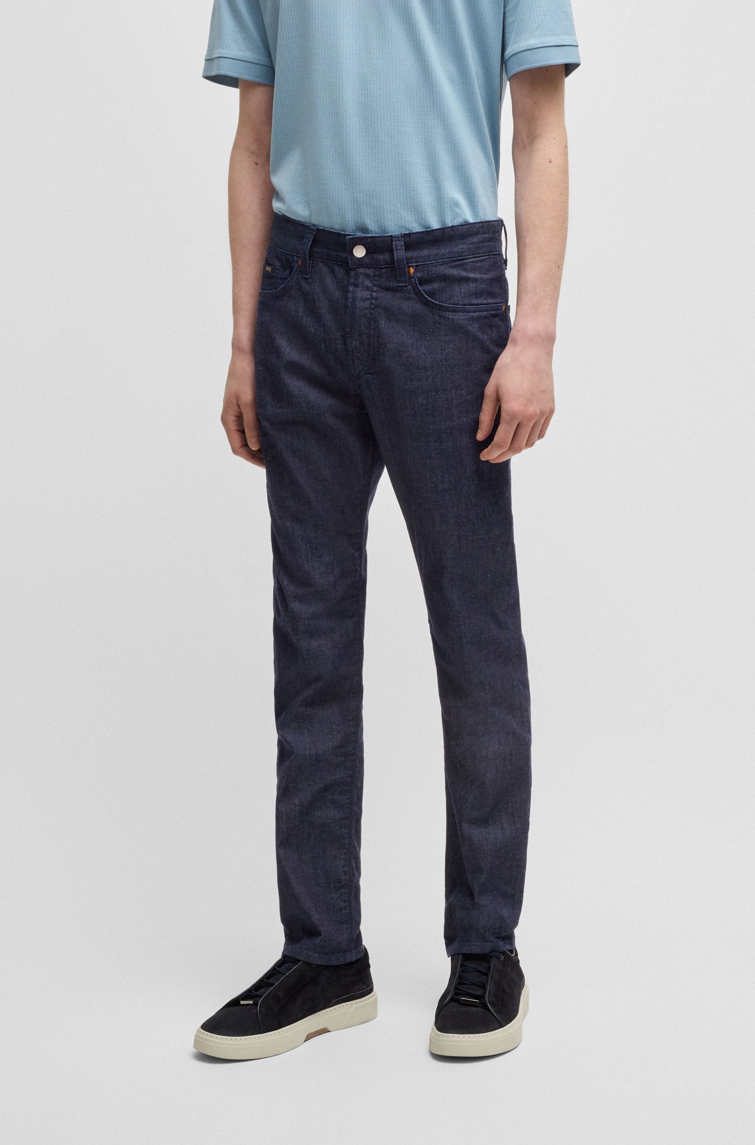 【BOSS博斯】深蓝色舒适弹性牛仔布修身版型牛仔裤