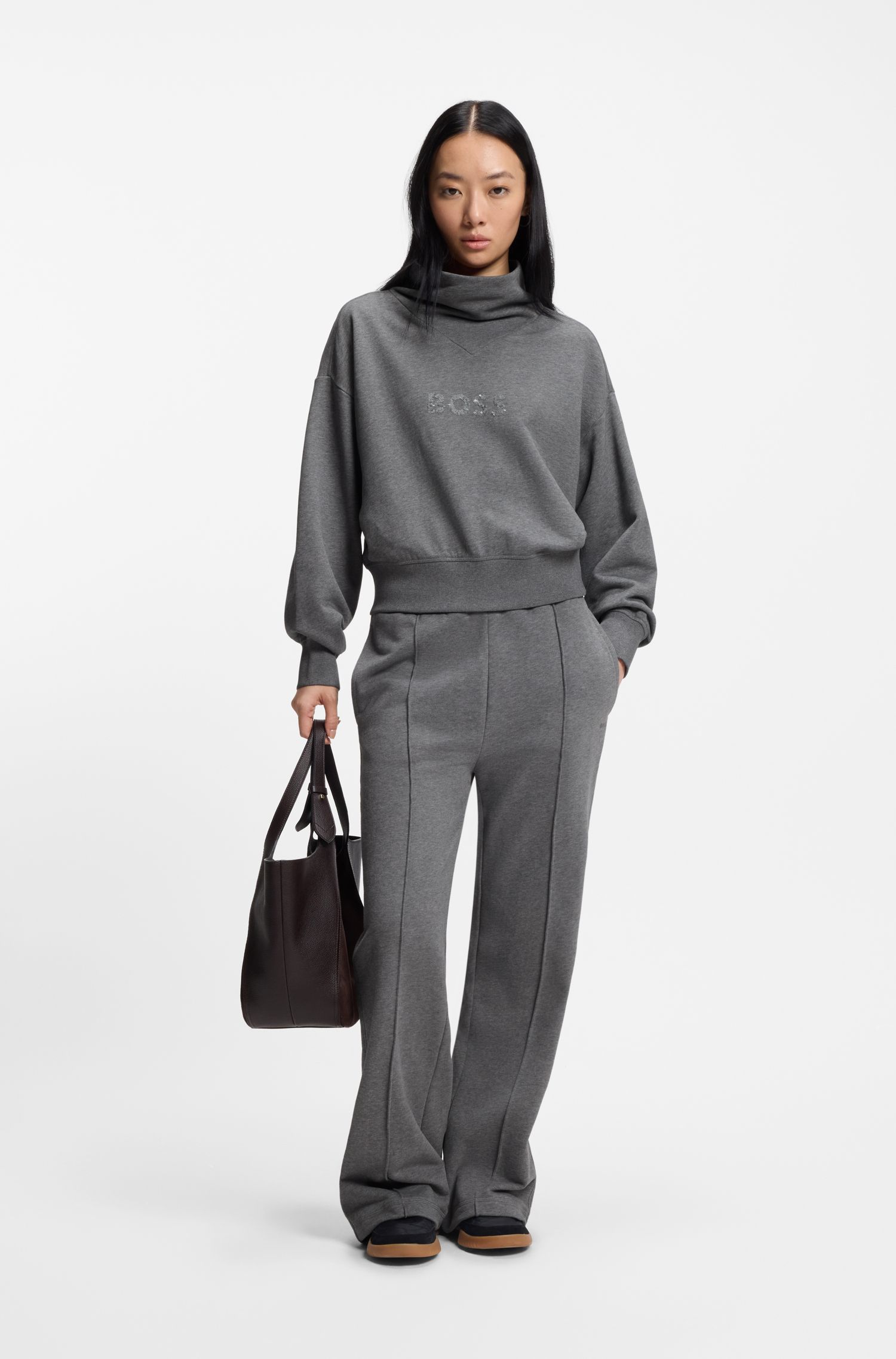 【BOSS博斯】漏斗领宽松版型棉质毛圈布运动衫