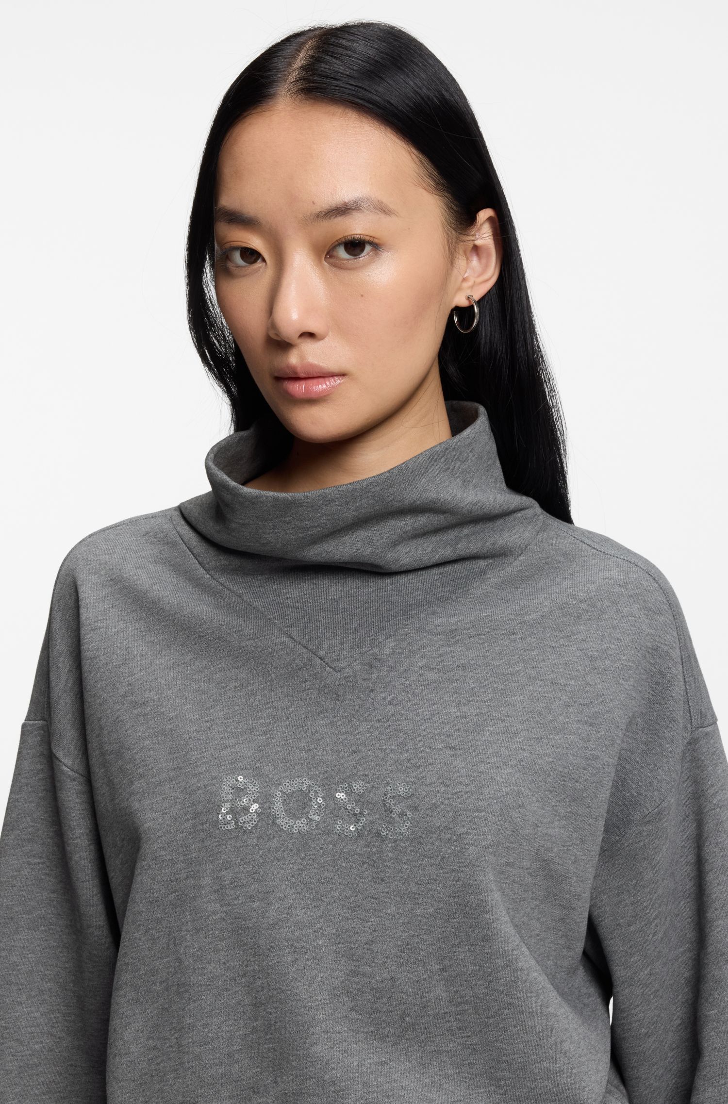 【BOSS博斯】漏斗领宽松版型棉质毛圈布运动衫