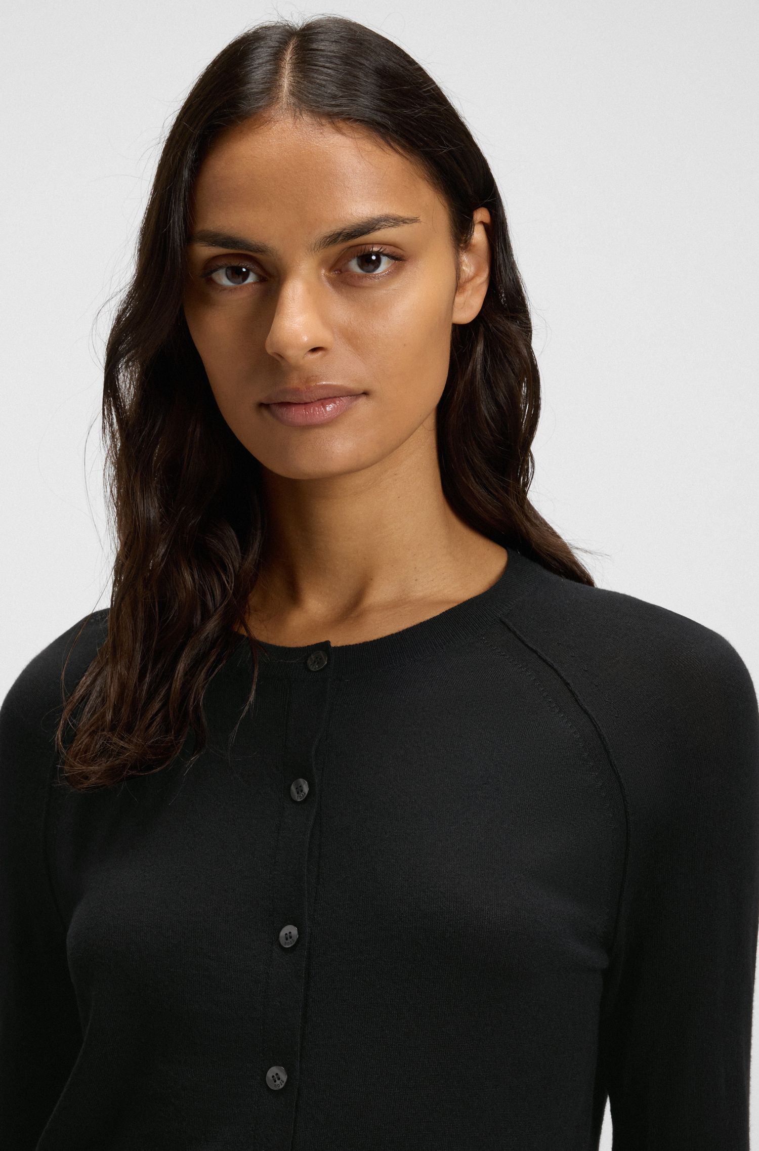 【BOSS博斯】超细美利奴羊毛系扣开衫