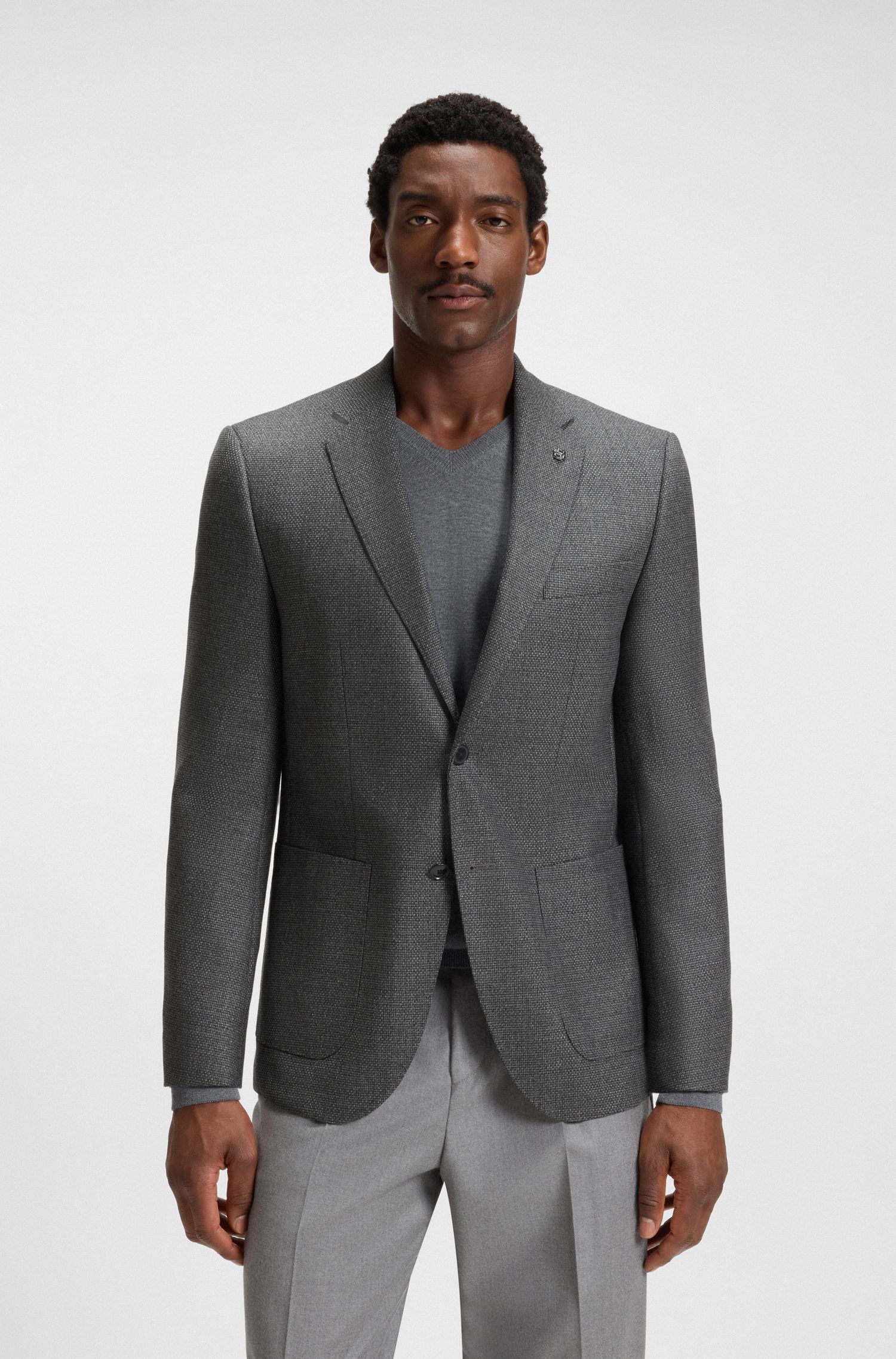 【BOSS博斯】图案装饰羊毛常规版型西装外套