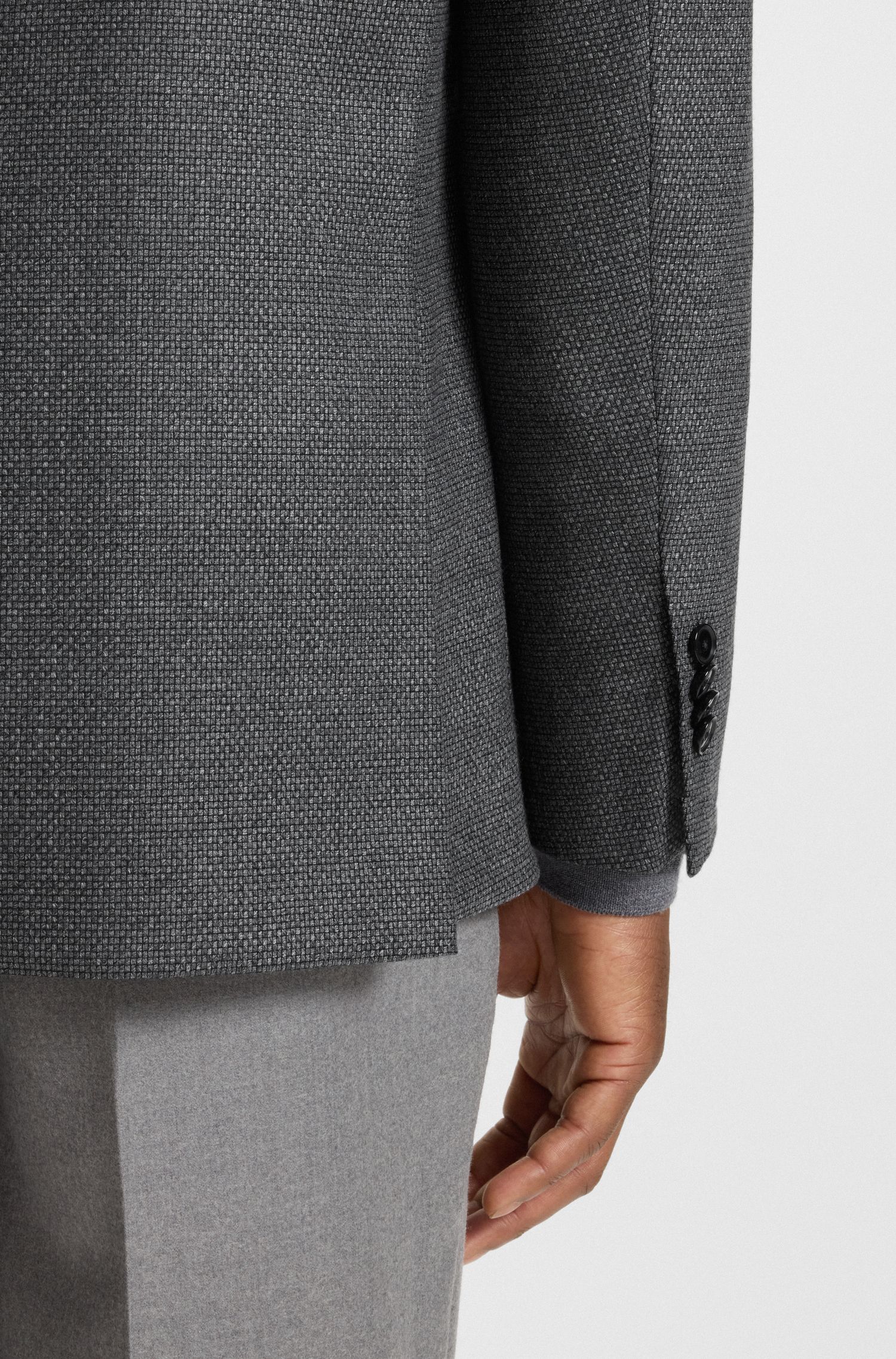 【BOSS博斯】图案装饰羊毛常规版型西装外套