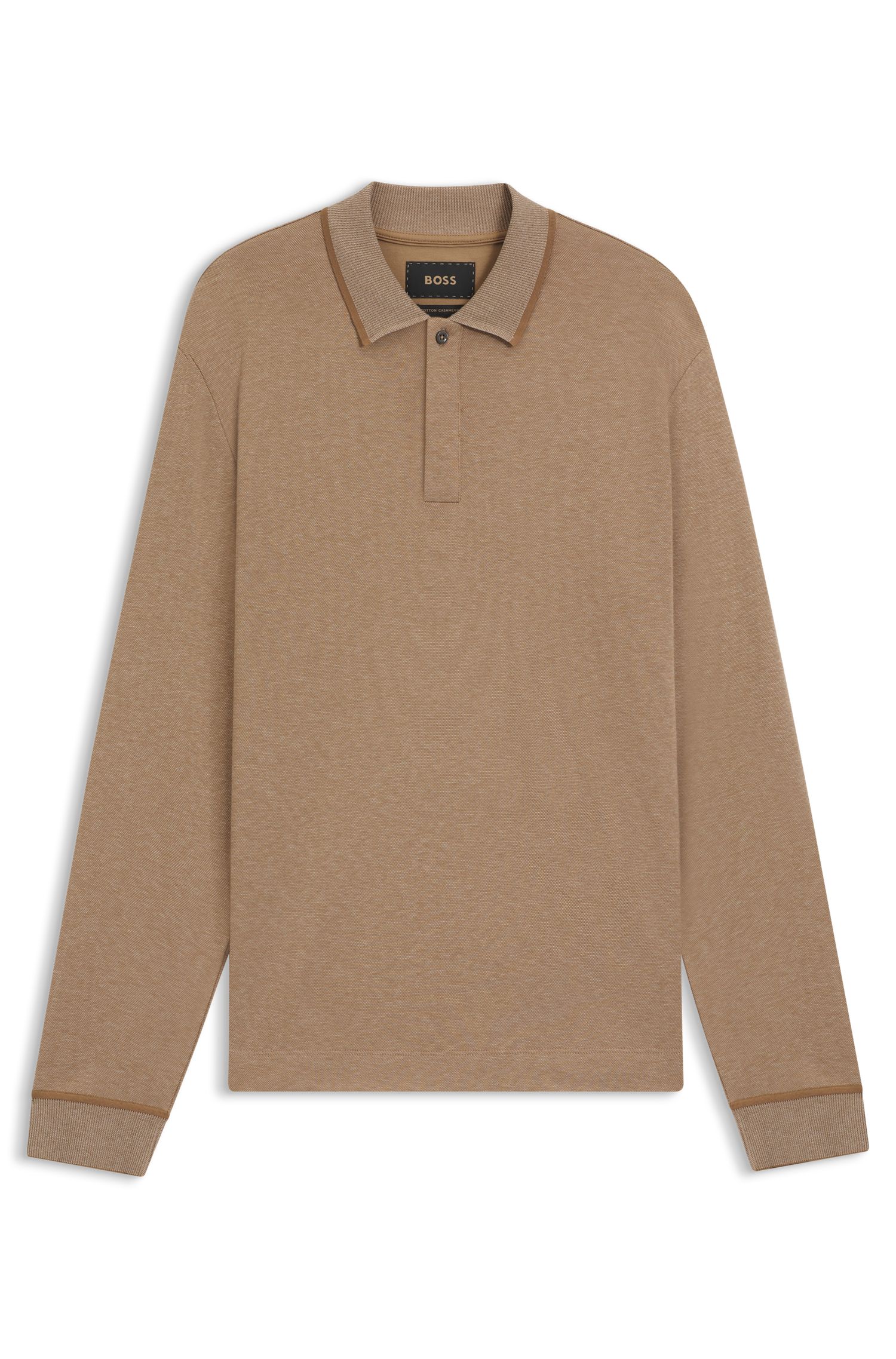 【BOSS博斯】包覆式衣襟羊绒棉质混纺 Polo 衫