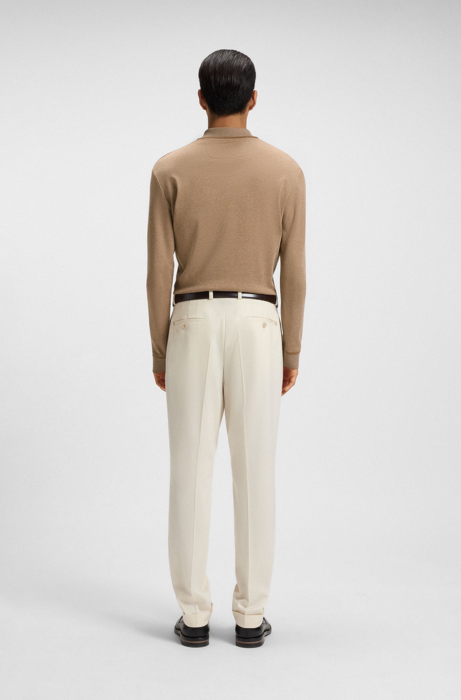 【BOSS博斯】包覆式衣襟羊绒棉质混纺 Polo 衫