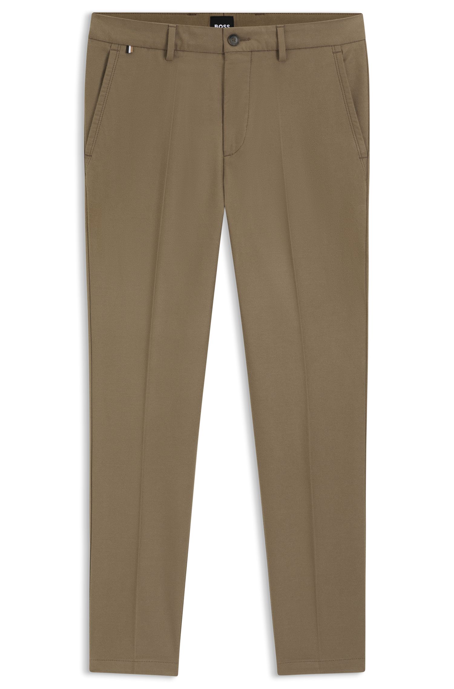 【BOSS博斯】棉质混纺斜纹修身长裤