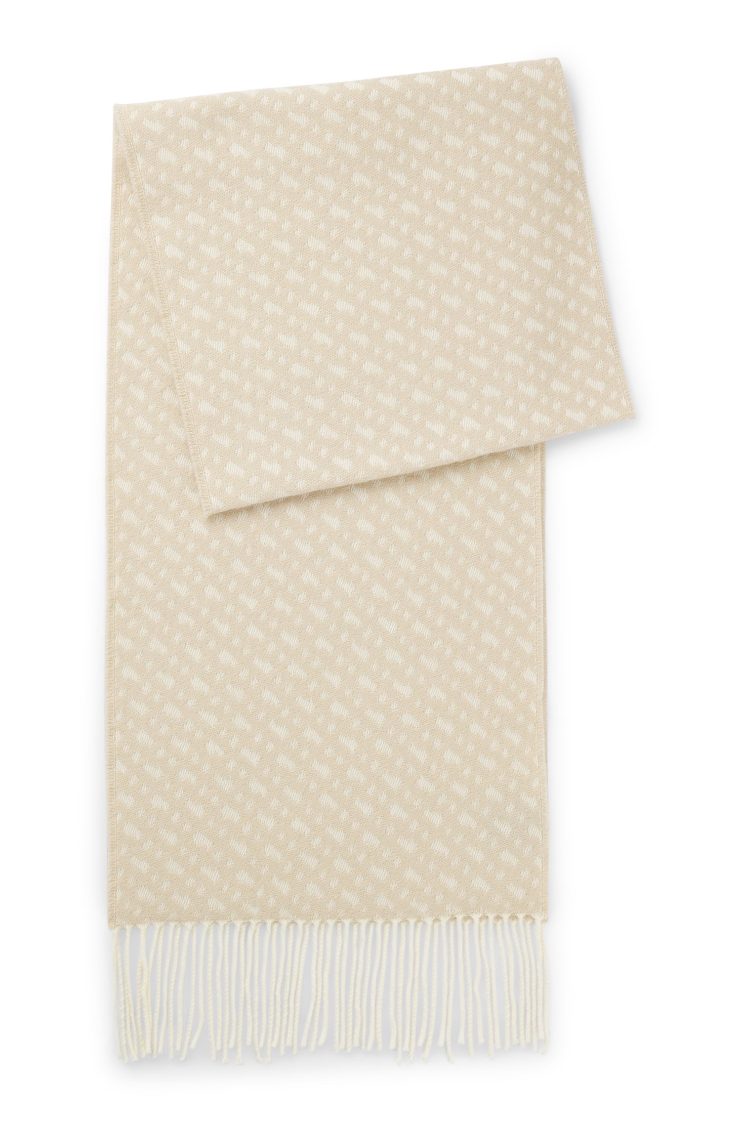 【BOSS博斯】交织字母提花羊毛围巾