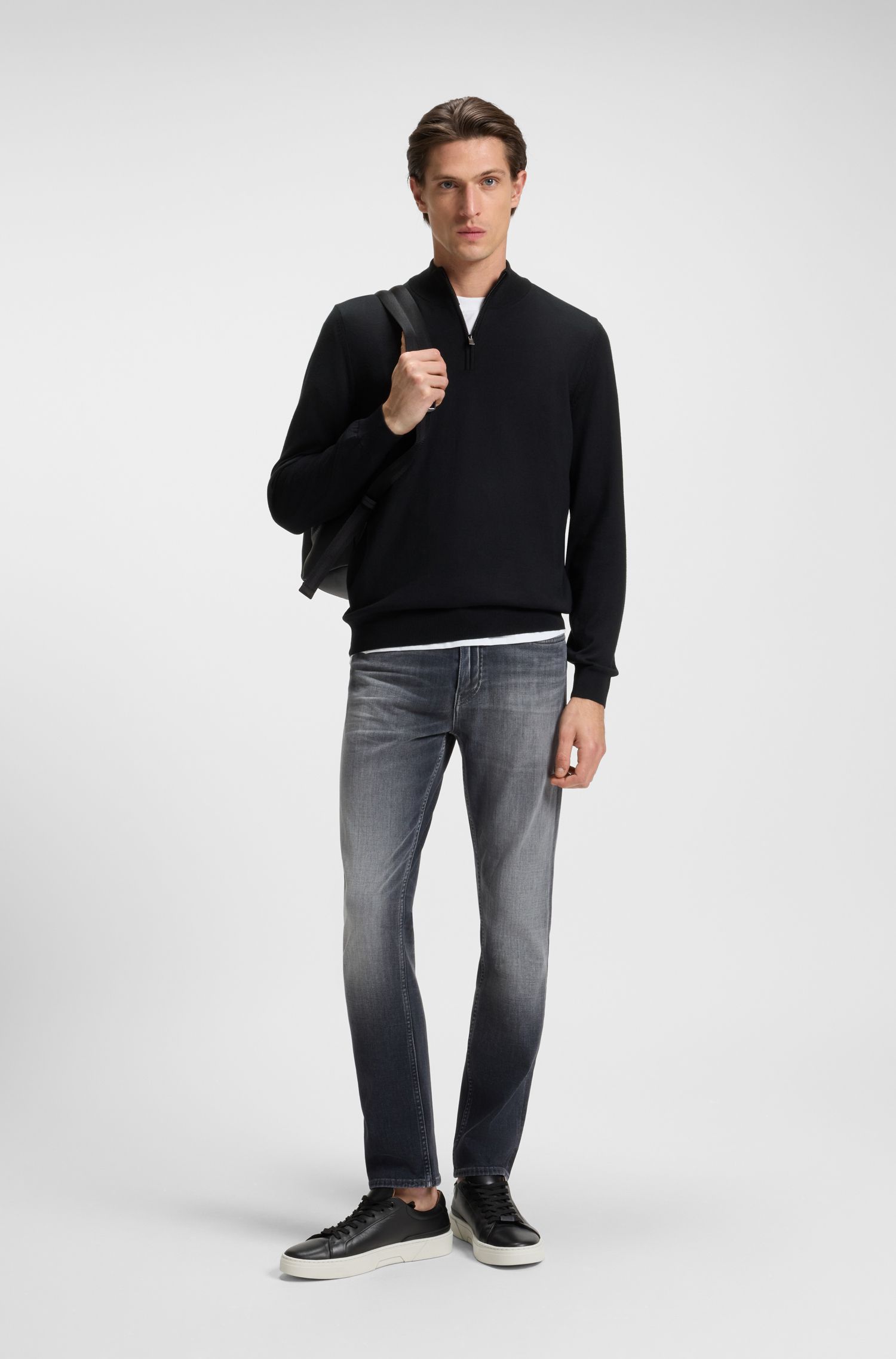 【BOSS博斯】纯羊毛标准版型拉链领毛衣