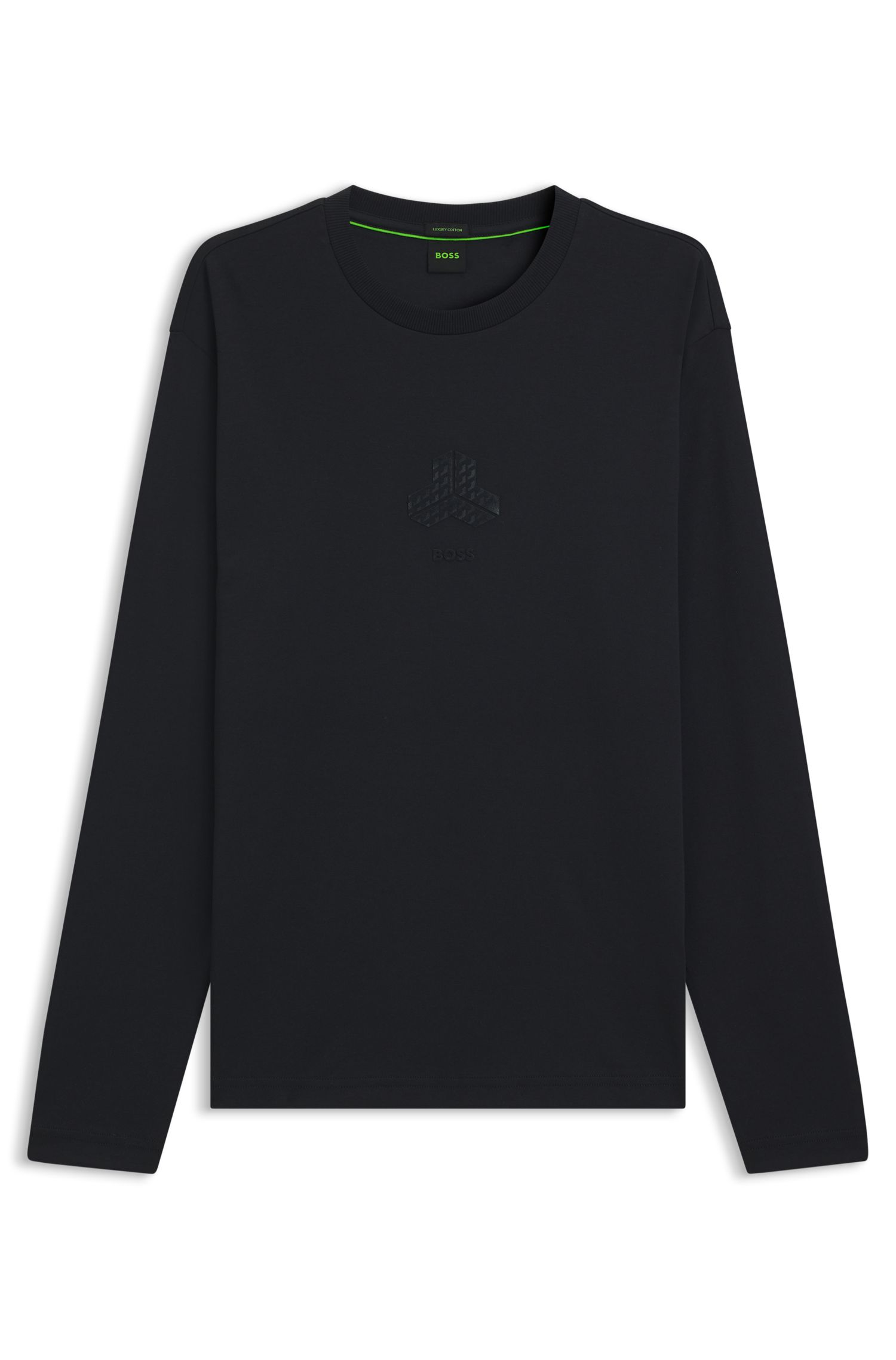 【BOSS博斯】同色系艺术图案棉质双面布 T 恤