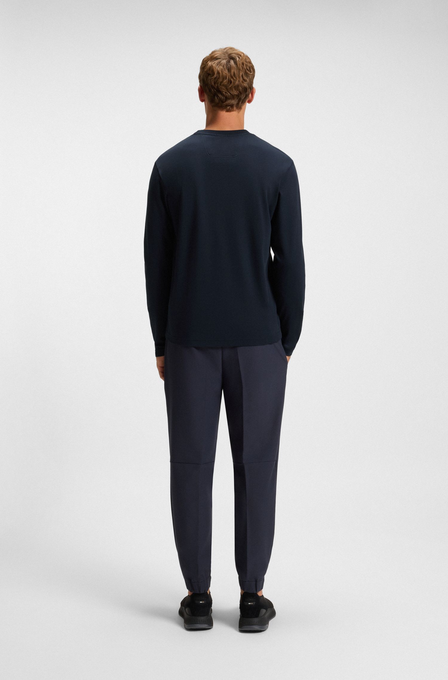 【BOSS博斯】同色系艺术图案棉质双面布 T 恤