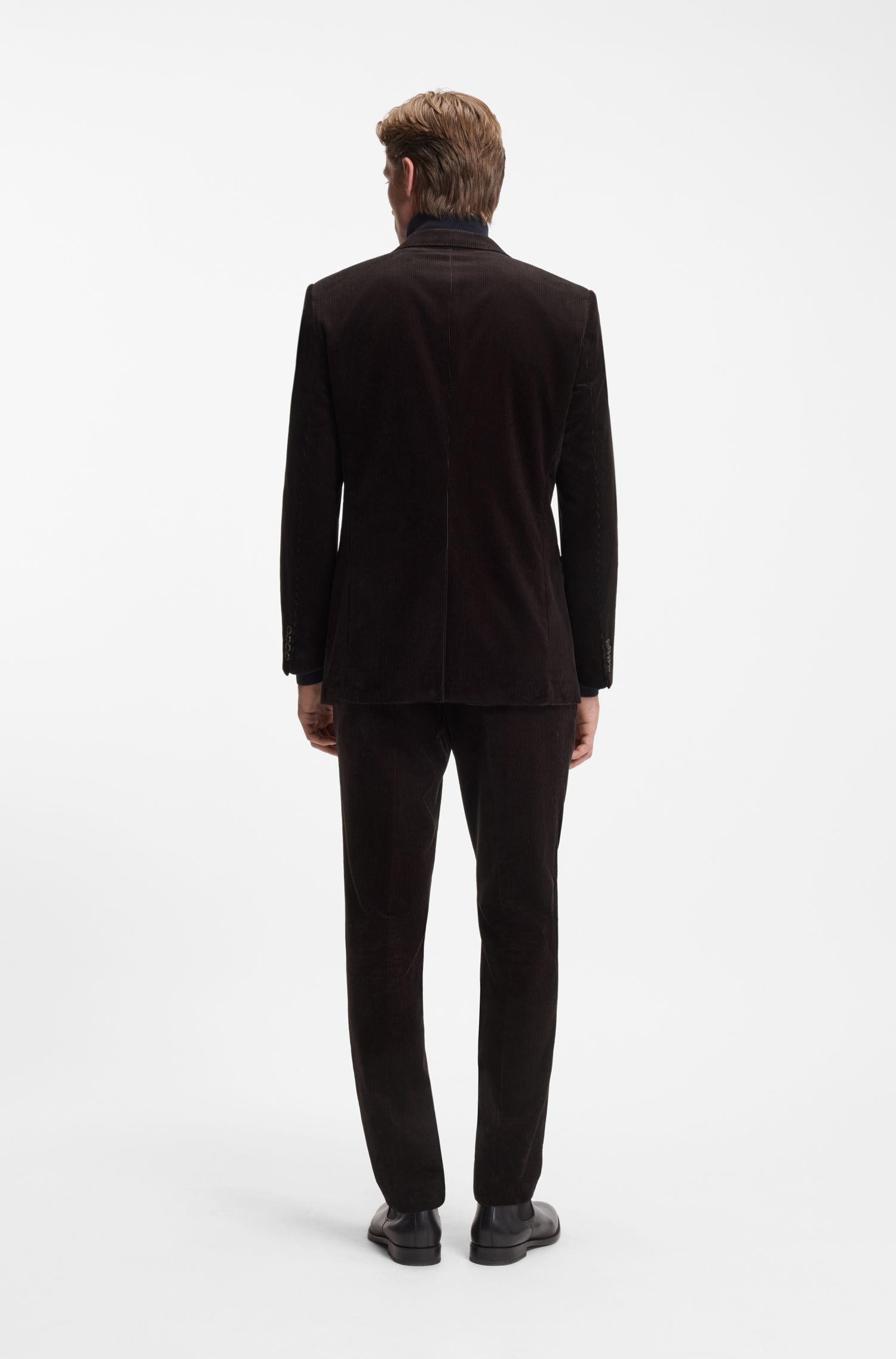 BECKHAM x BOSS 条纹棉质正面打褶长裤