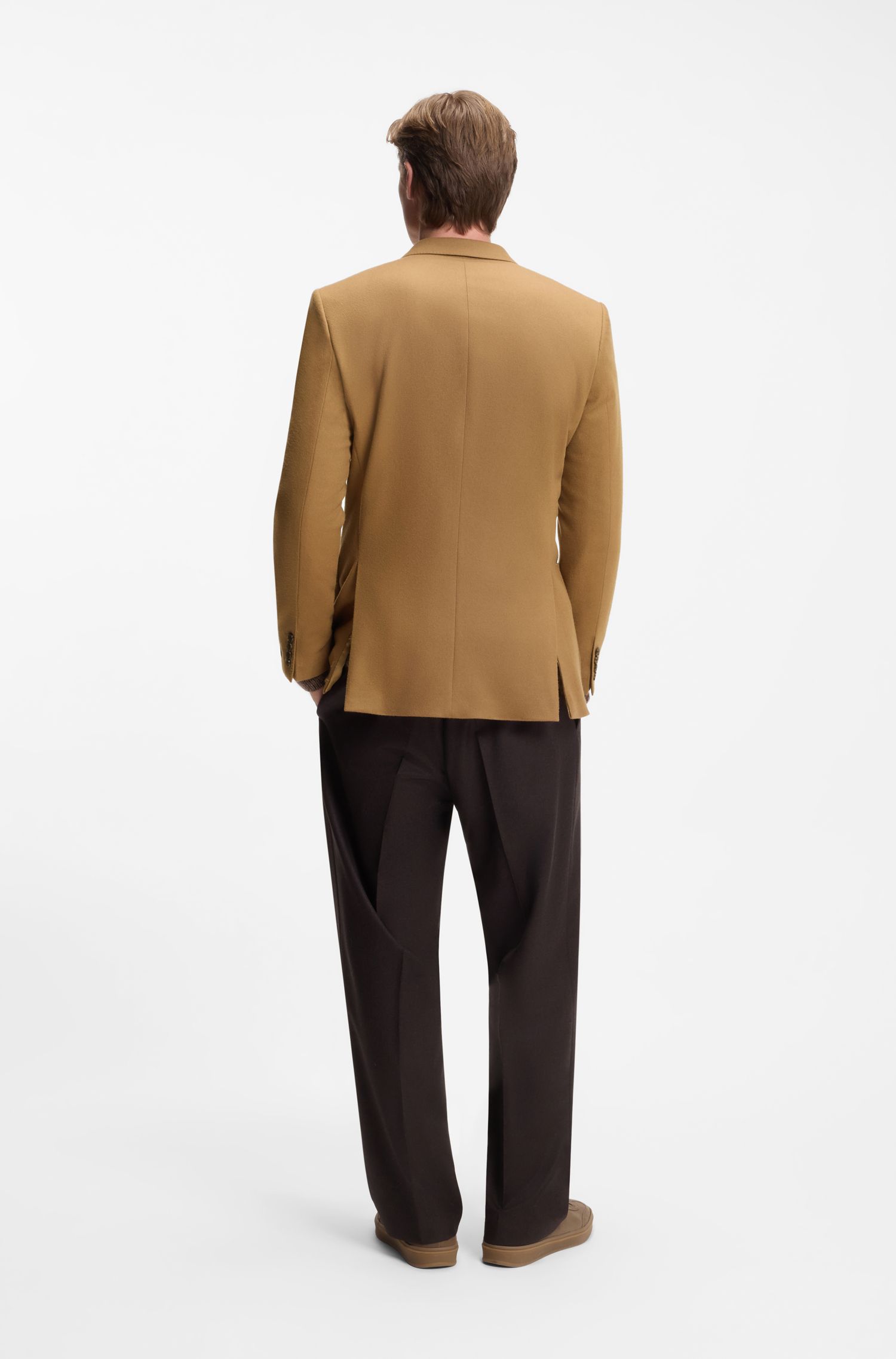 BECKHAM x BOSS 羊毛羊绒混纺双排扣西装外套