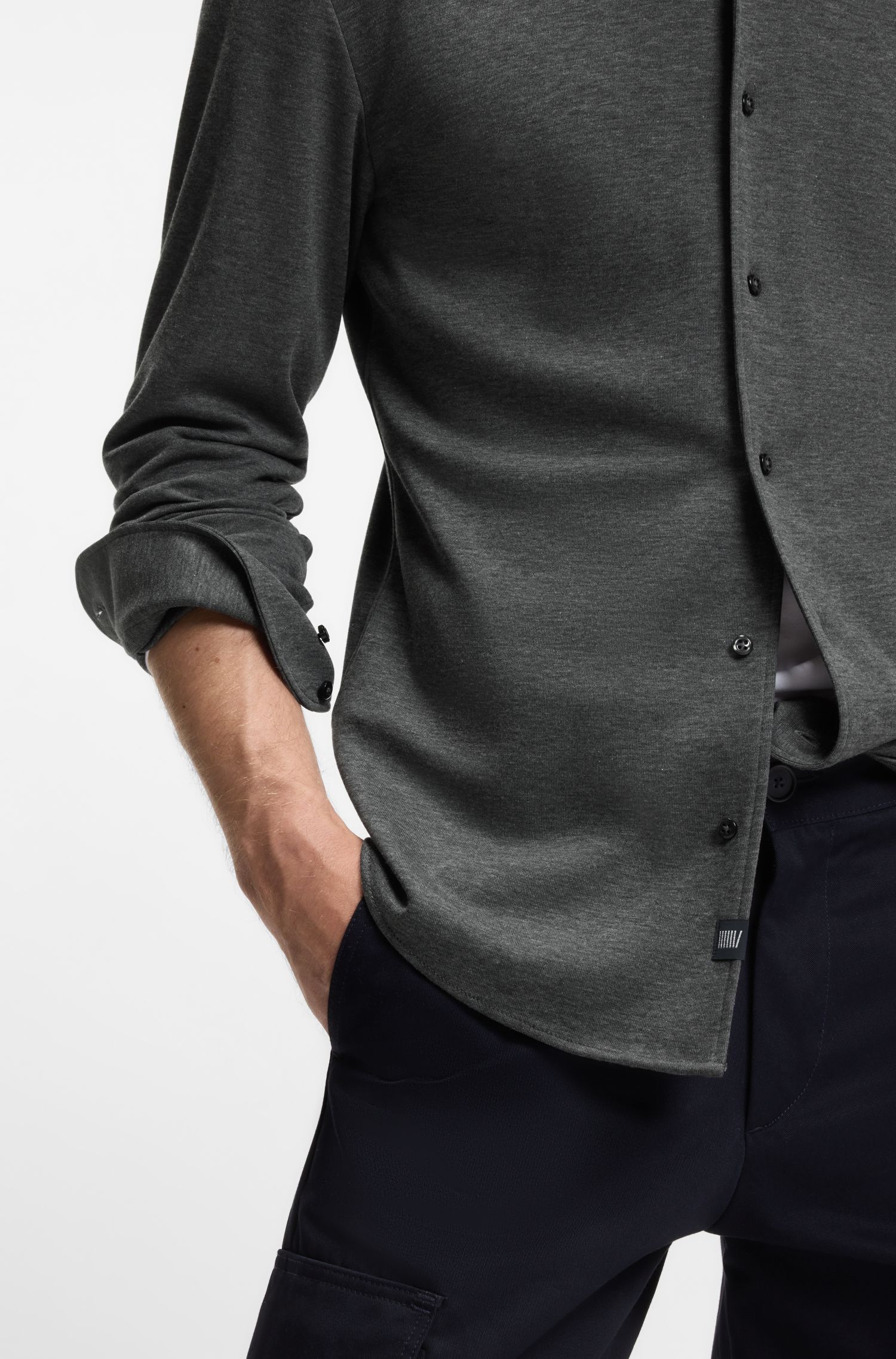 BECKHAM x BOSS 棉质平纹针织布修身版衬衫