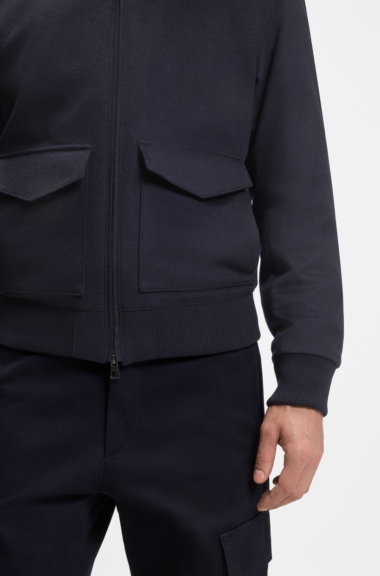 BECKHAM x BOSS 羊毛羊绒拉链夹克