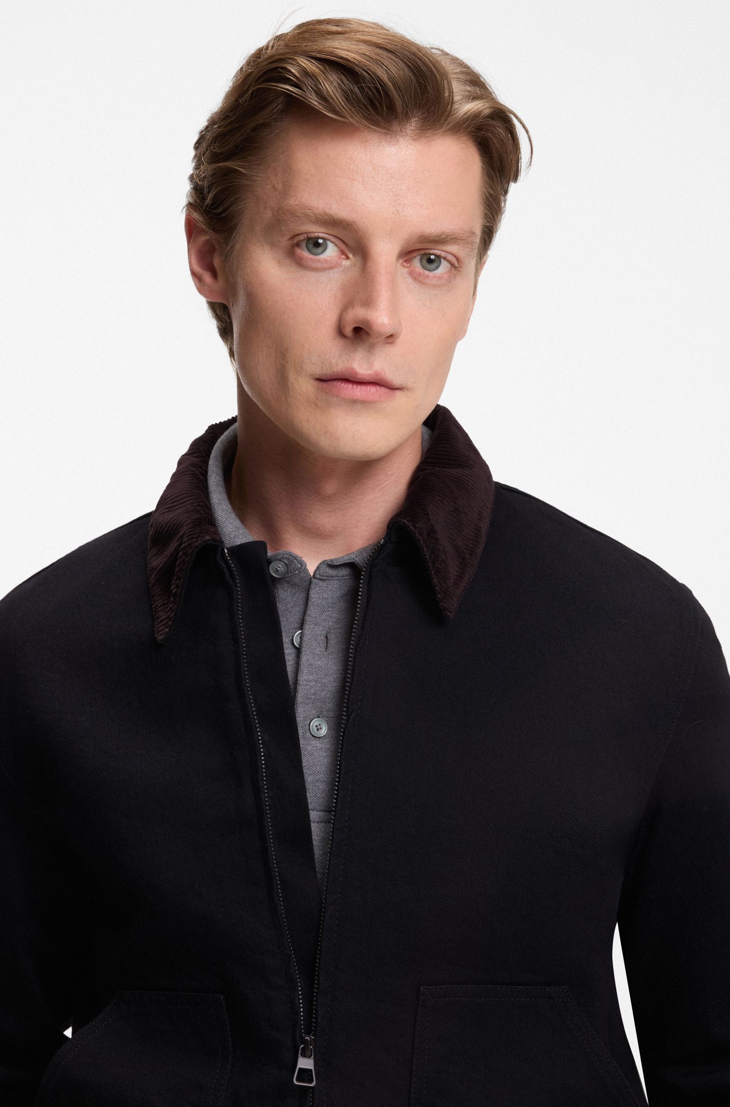 BECKHAM x BOSS 黑色硬质牛仔夹克