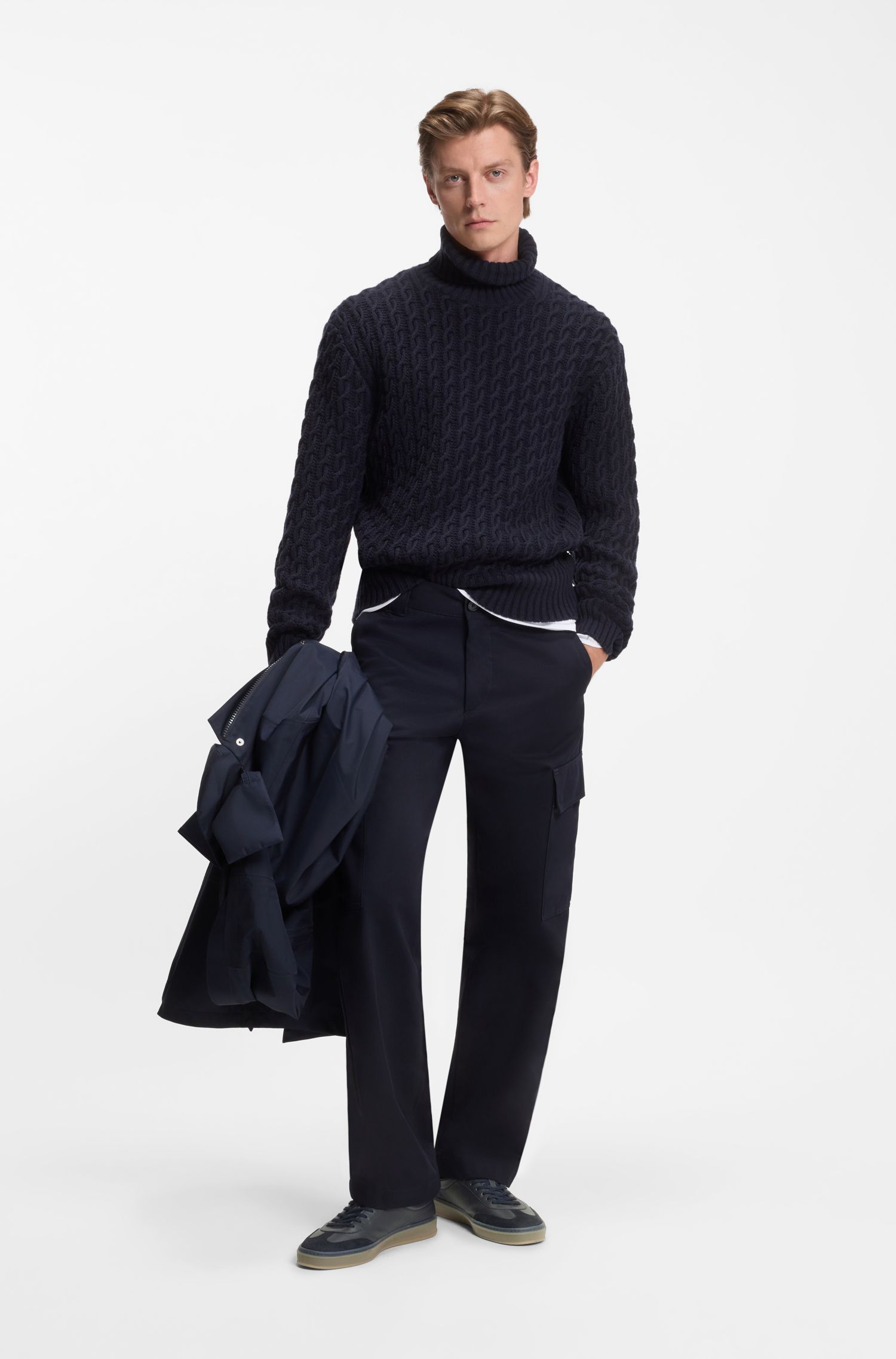 BECKHAM x BOSS 皮革饰边粒面皮革运动鞋