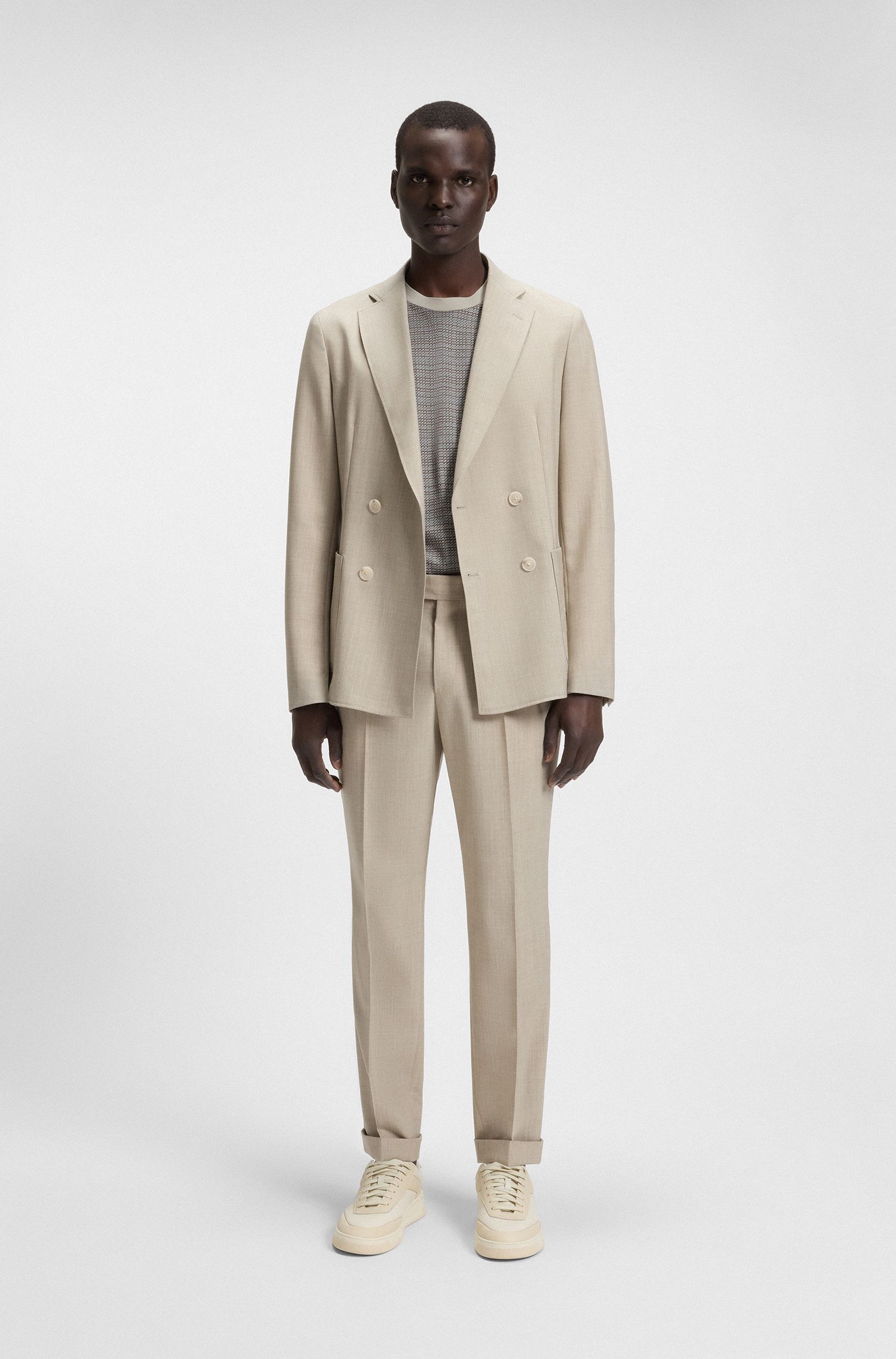 【BOSS博斯】网格图案丝光棉 T 恤