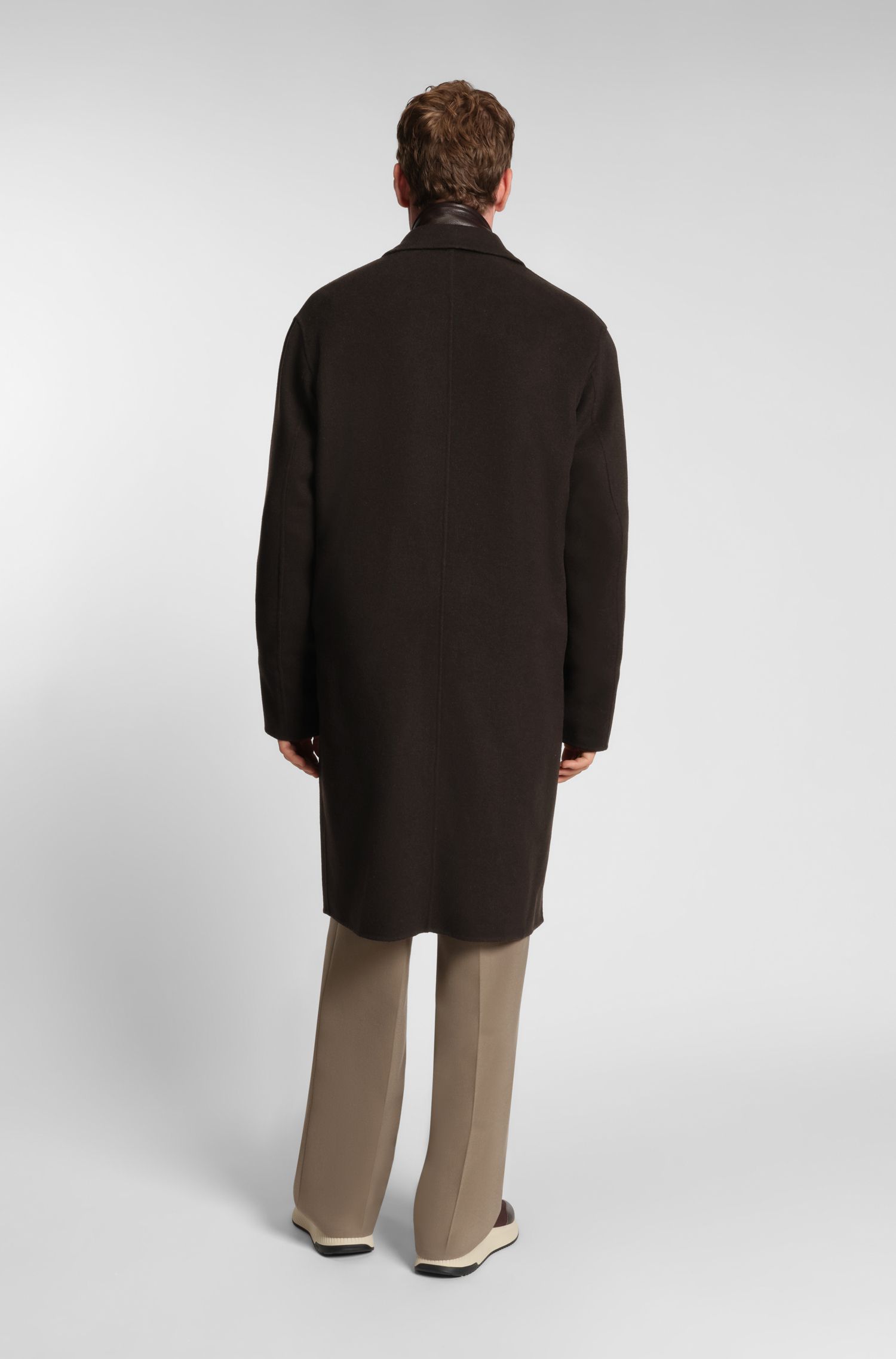 【BOSS博斯】混色羊毛混纺面料宽松版型外套