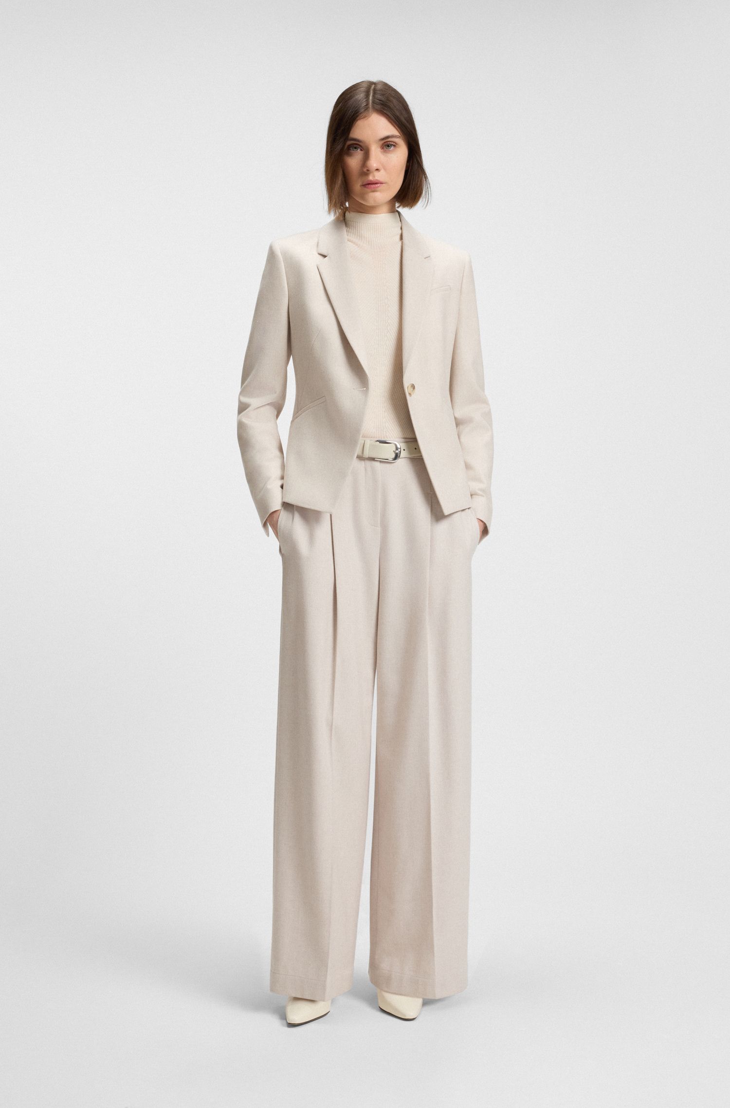 【BOSS博斯】柔软法兰绒修身西装外套