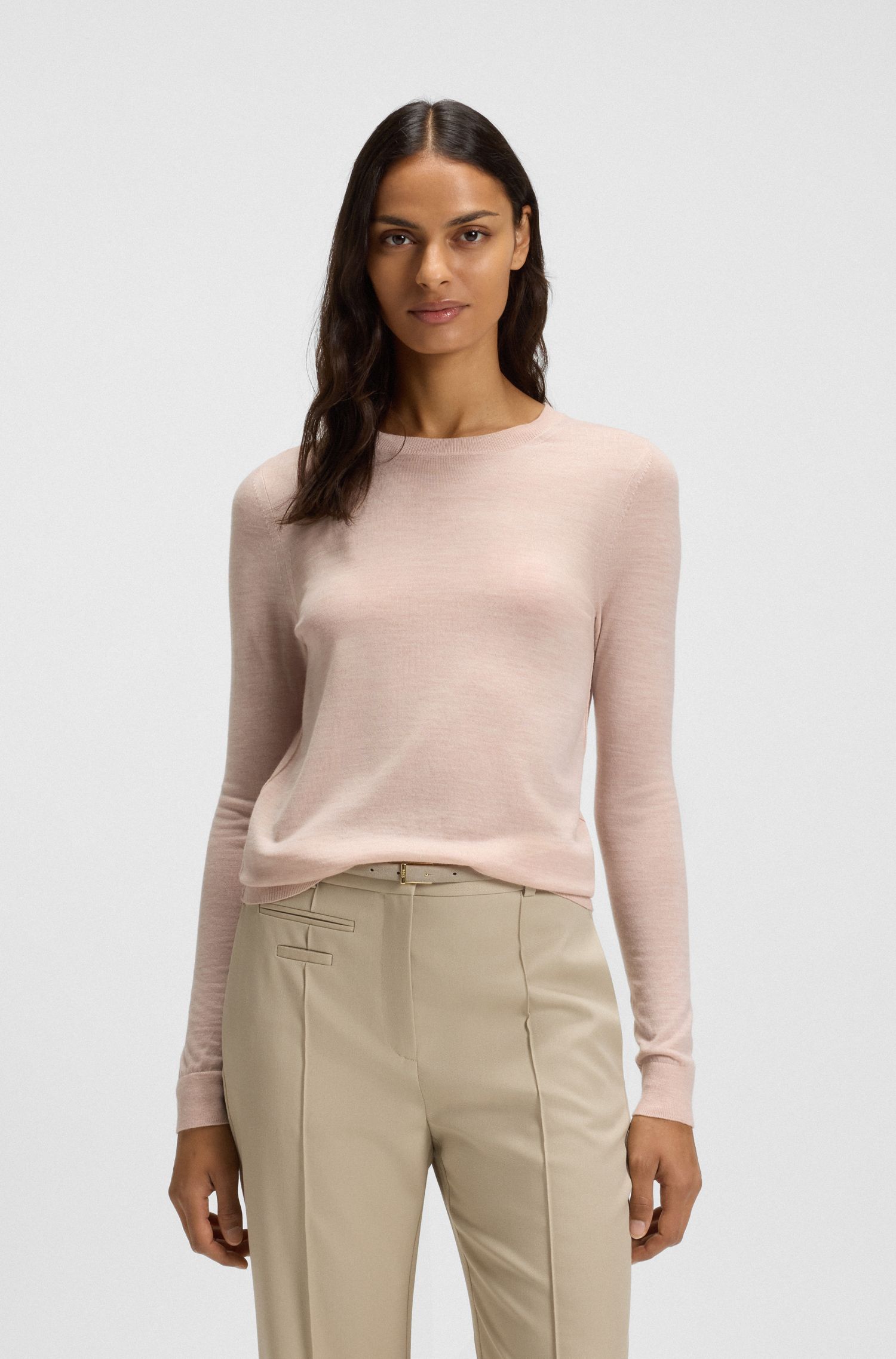 【BOSS博斯】超细美利奴羊毛圆领毛衣