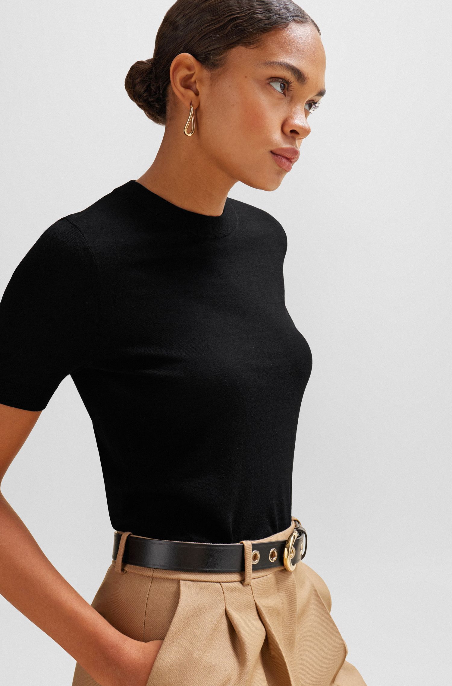 【BOSS博斯】羊毛短袖毛衣