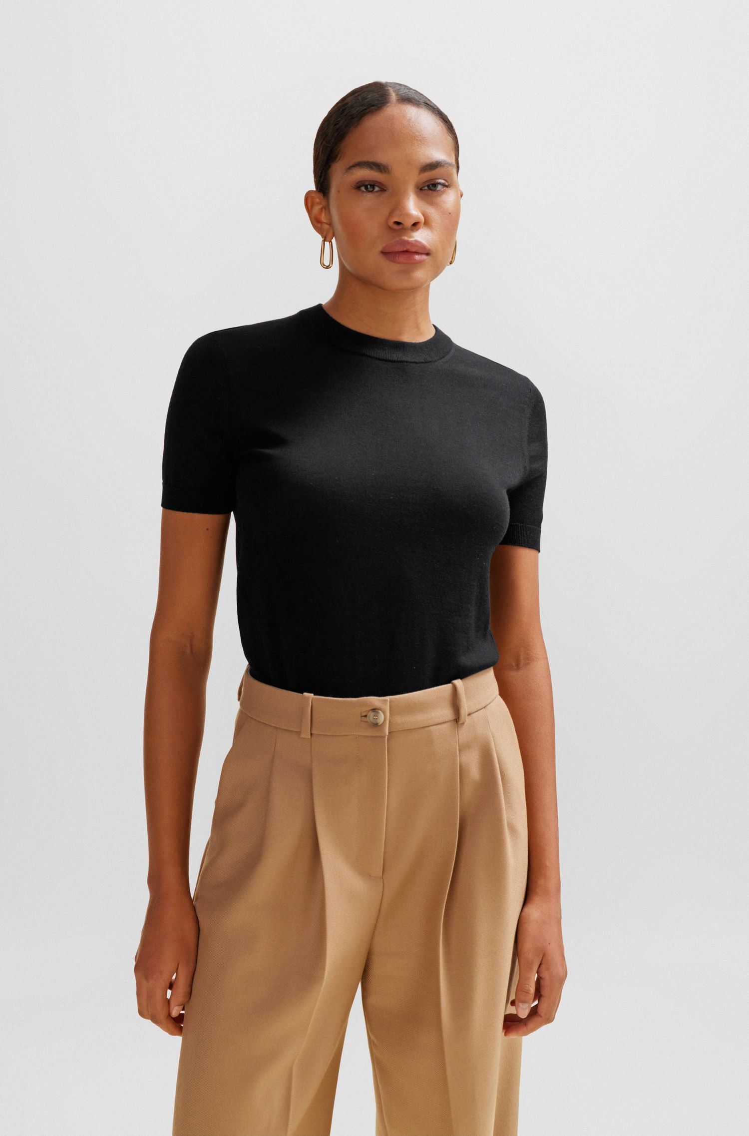 【BOSS博斯】羊毛短袖毛衣