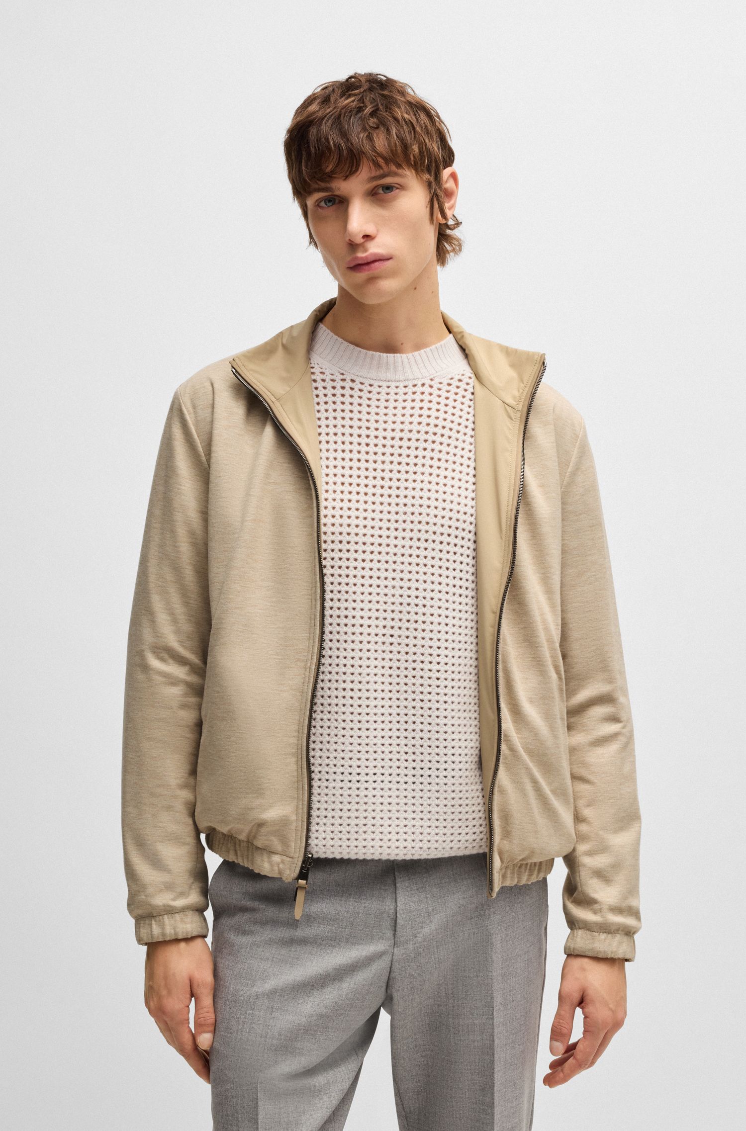 【BOSS博斯】磨毛面料双面拉链夹克