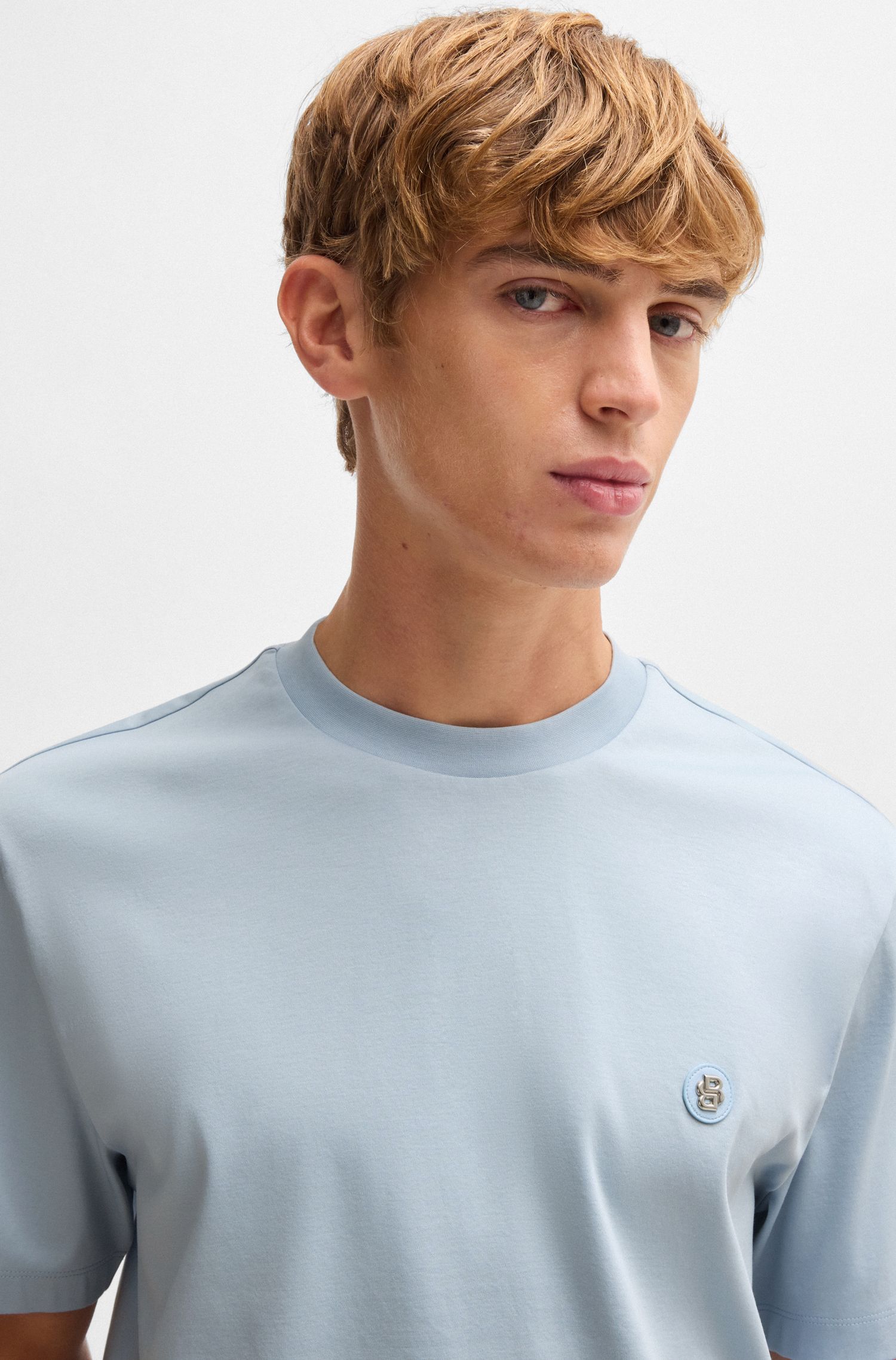 【BOSS博斯】双 B 交织字母常规版型棉质 T 恤