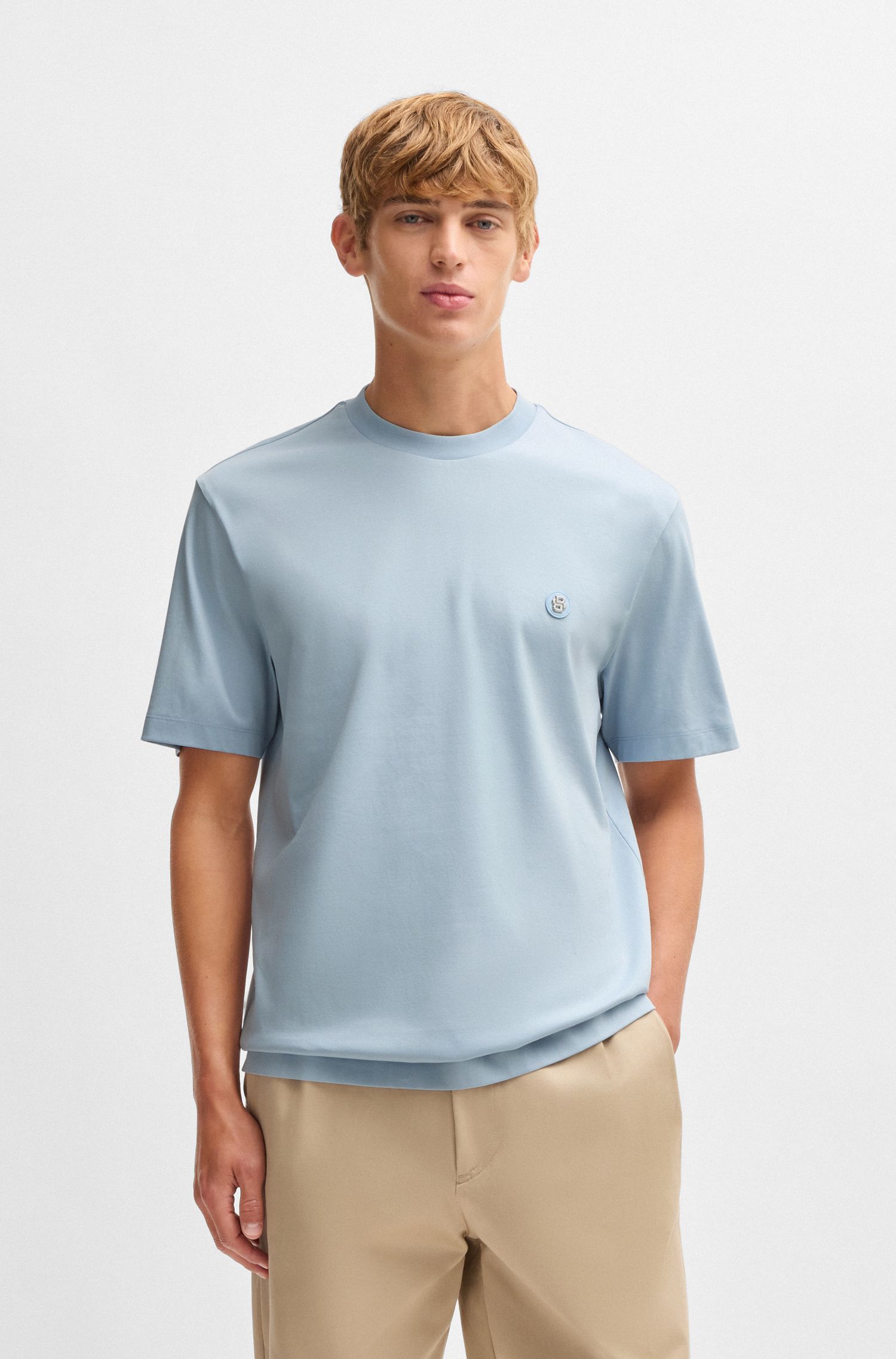 【BOSS博斯】双 B 交织字母常规版型棉质 T 恤