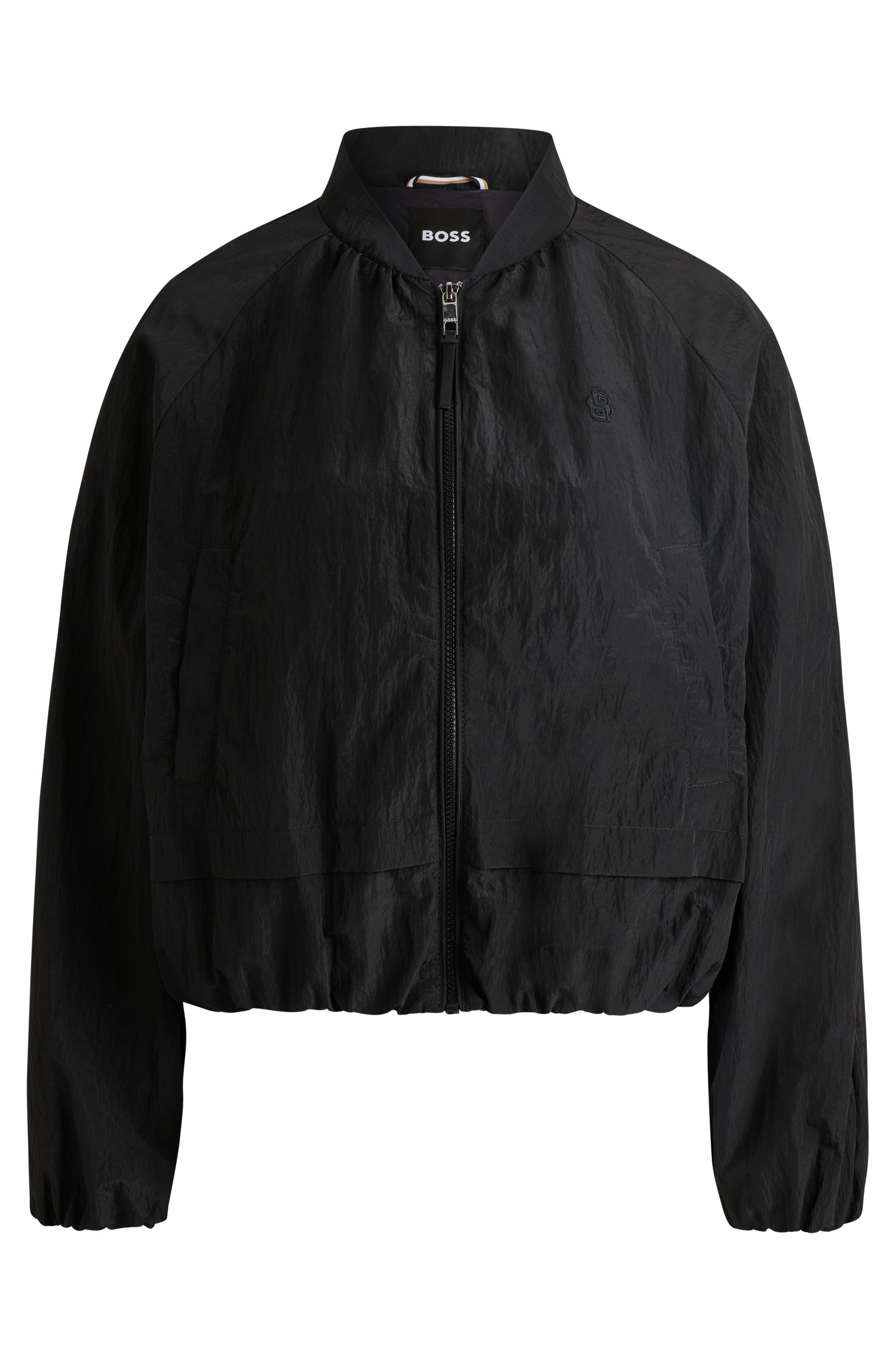 【BOSS博斯】双 B 造型交织字母装饰褶皱面料夹克