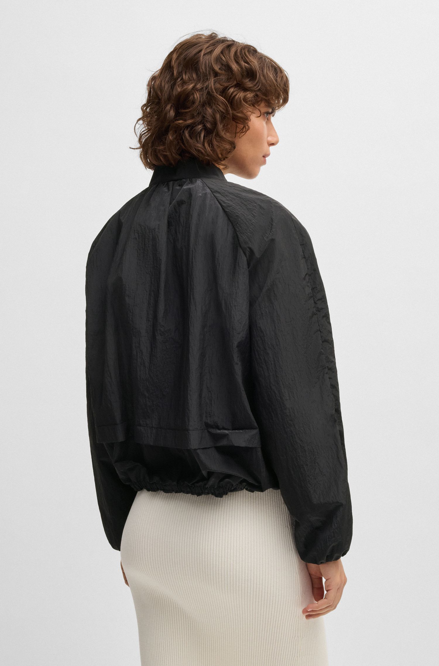 【BOSS博斯】双 B 造型交织字母装饰褶皱面料夹克