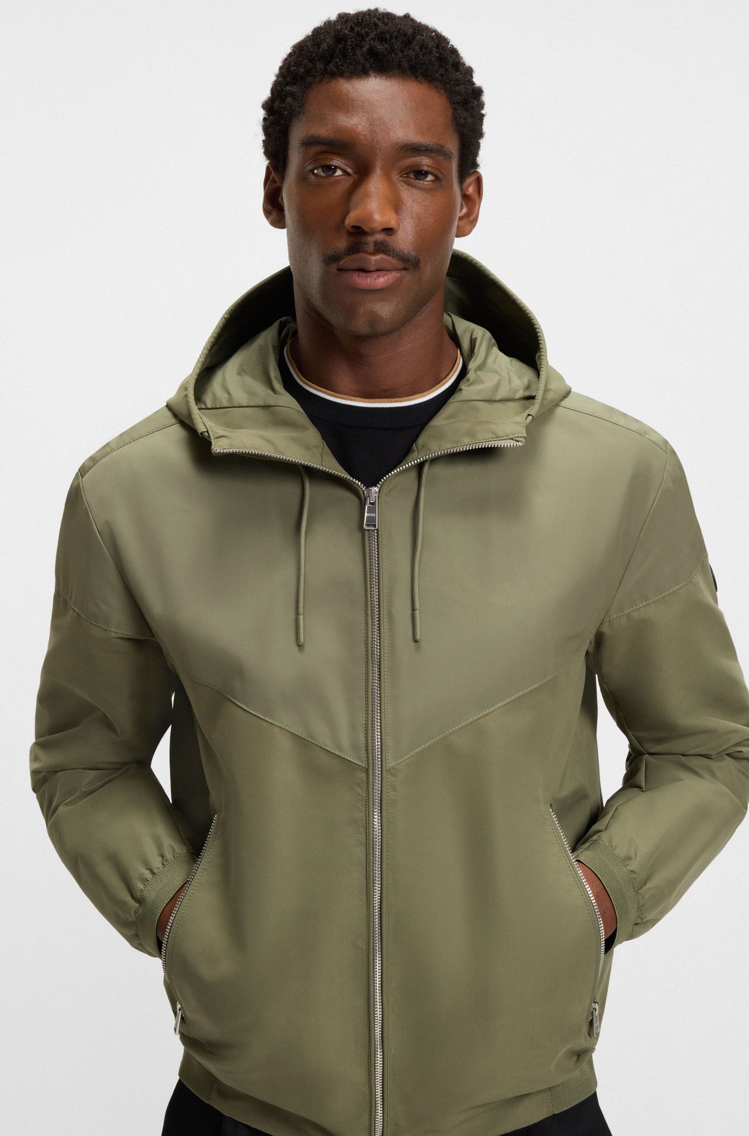 【BOSS博斯】超细纤维府绸连帽夹克