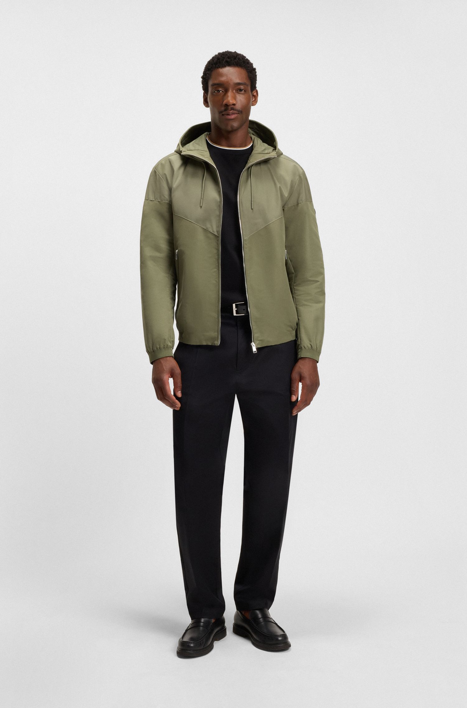 【BOSS博斯】超细纤维府绸连帽夹克