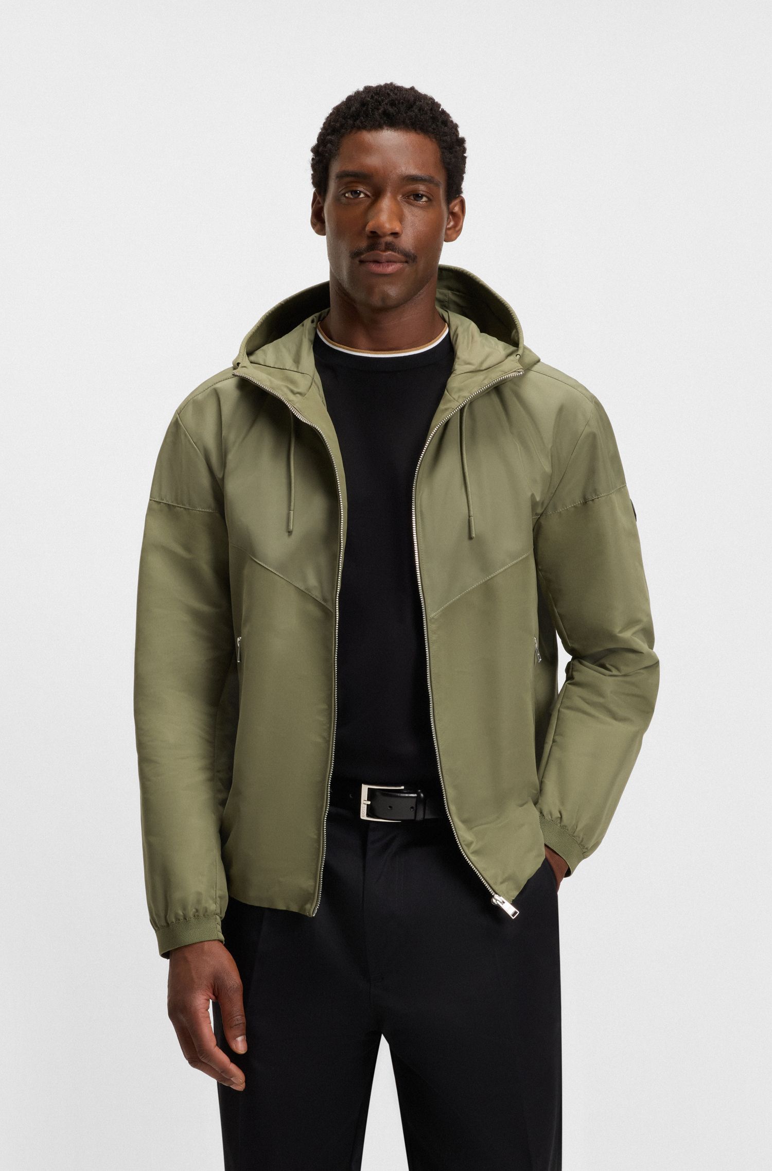 【BOSS博斯】超细纤维府绸连帽夹克