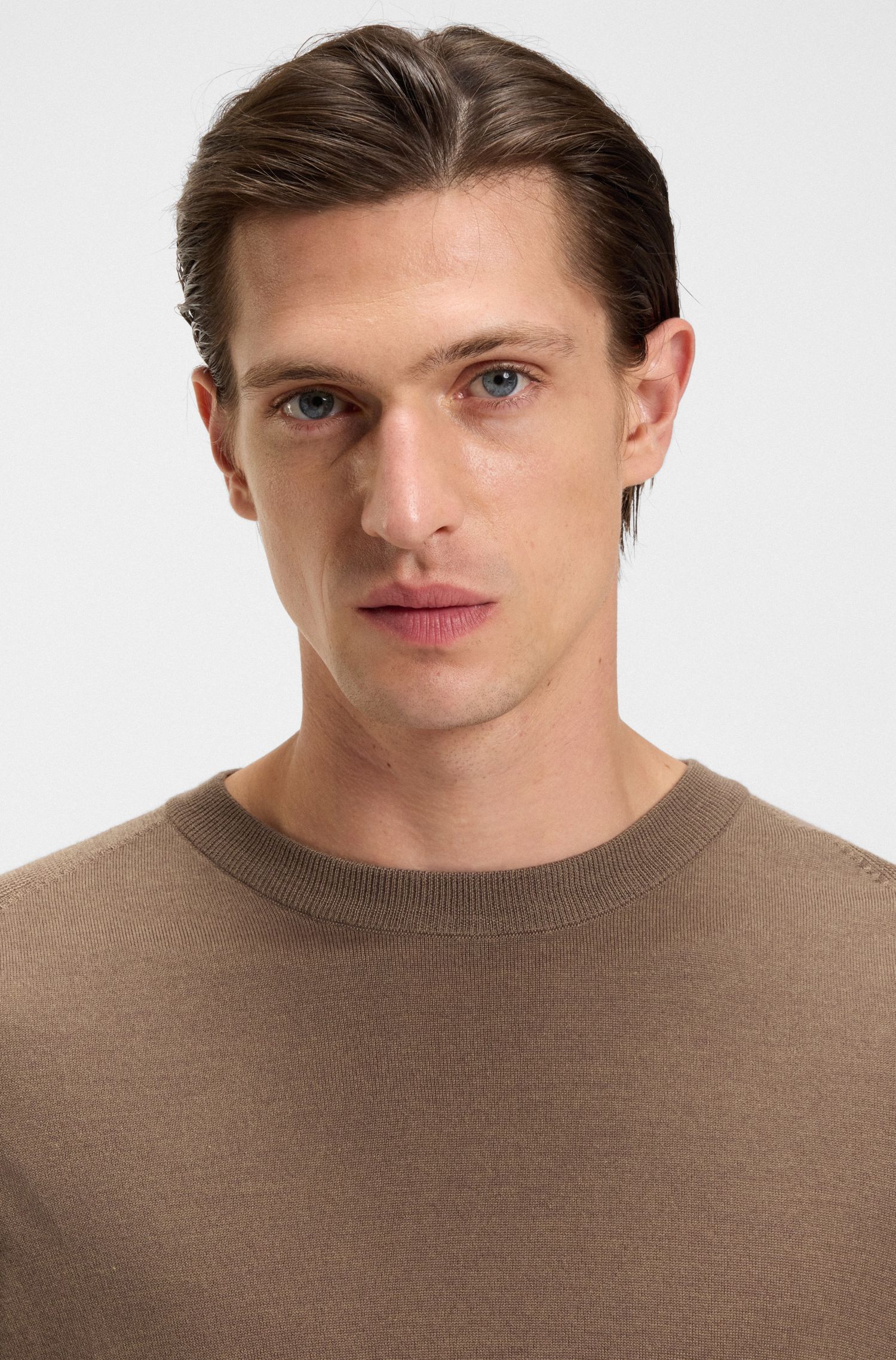 【BOSS博斯】羊毛真丝和羊绒混纺针织毛衣