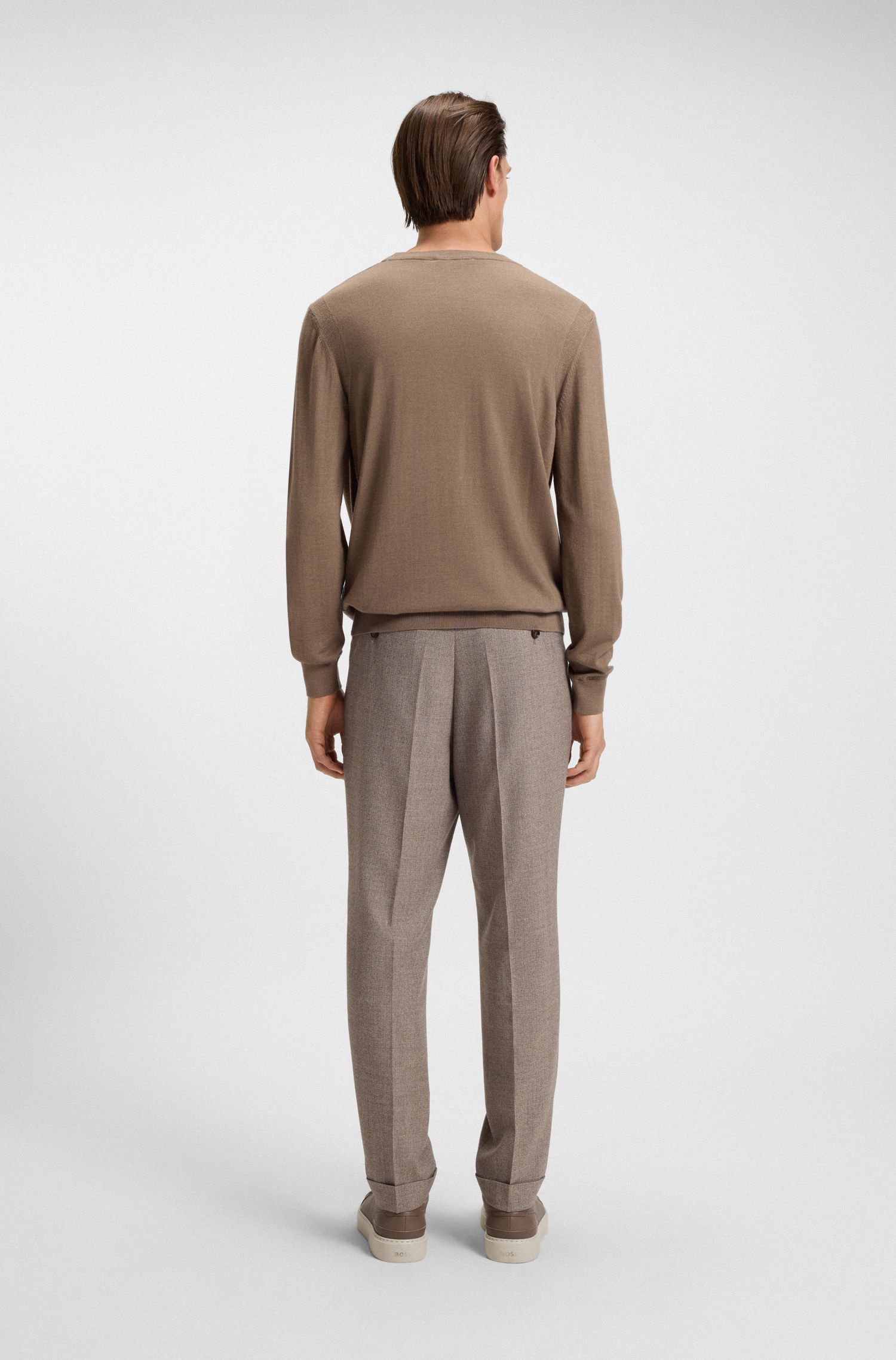 【BOSS博斯】羊毛真丝和羊绒混纺针织毛衣