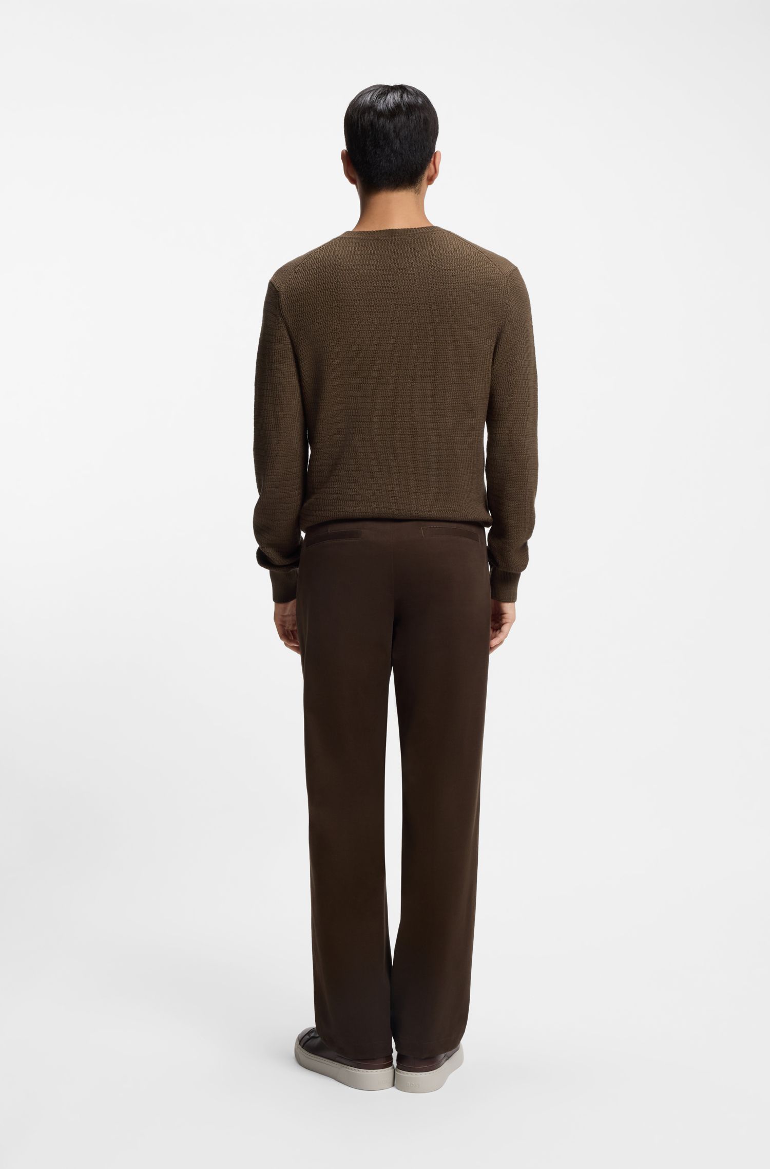 【BOSS博斯】针织结构羊毛真丝混纺毛衣