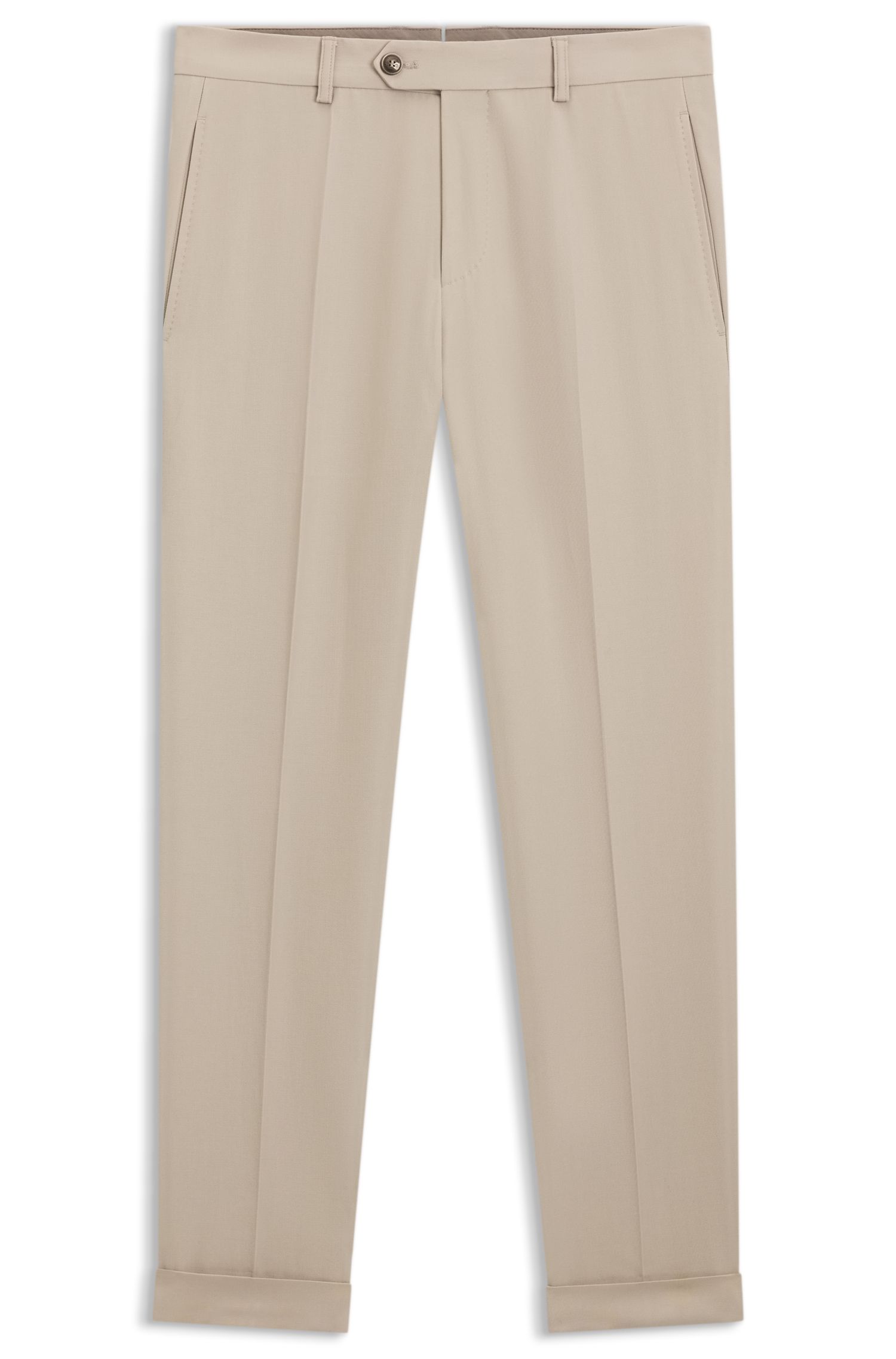 【BOSS博斯】羊毛和棉质混纺锥形长裤