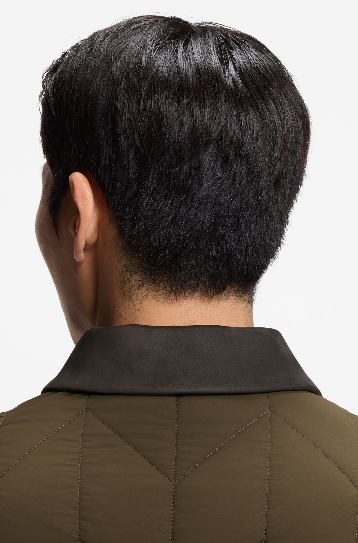 【BOSS博斯】磨砂皮革镶边夹克