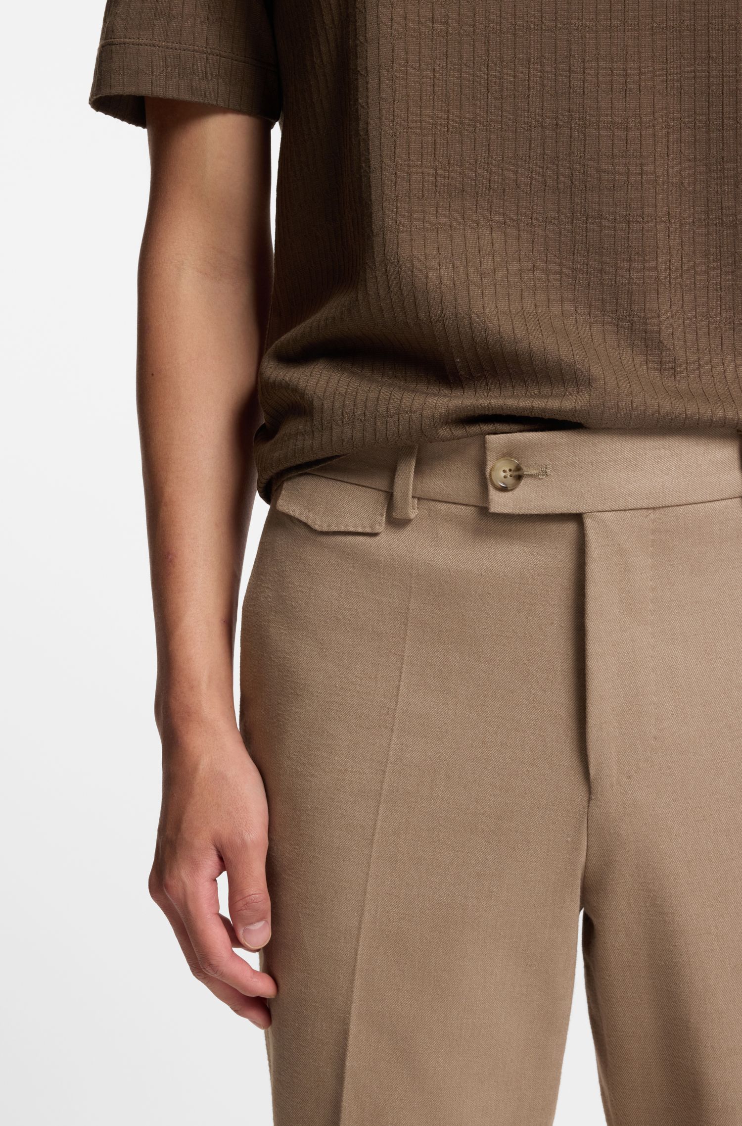 【BOSS博斯】棉质弹力锥形长裤