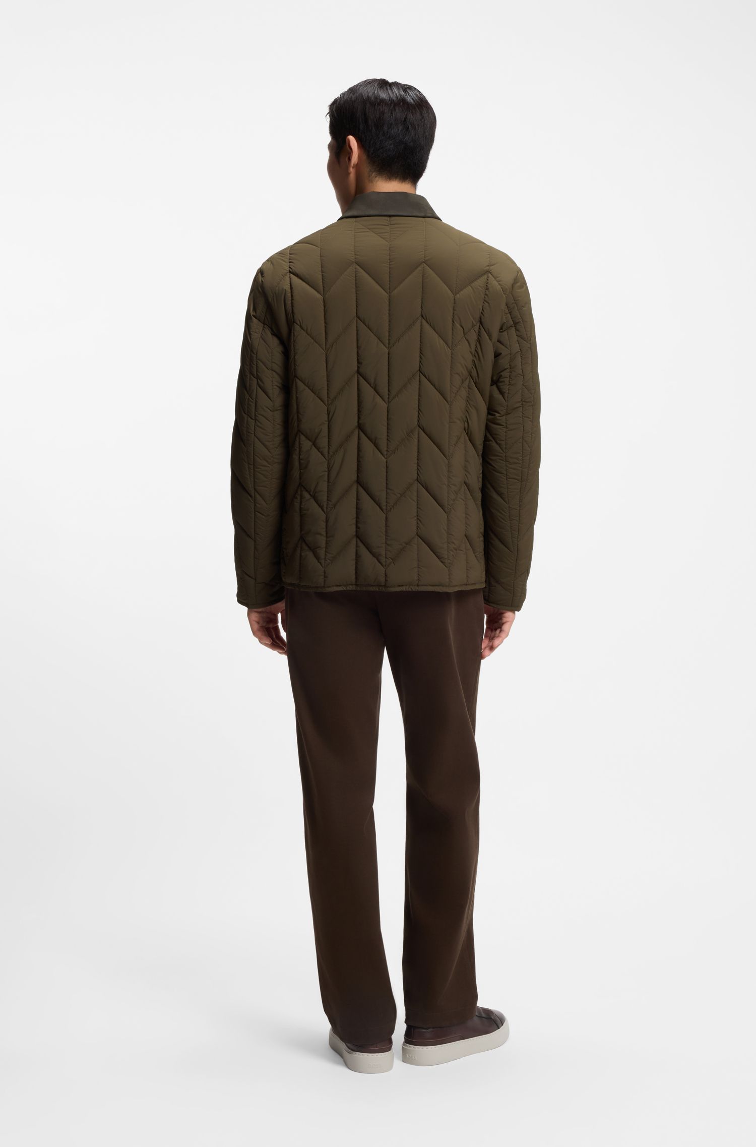 【BOSS博斯】磨砂皮革镶边夹克