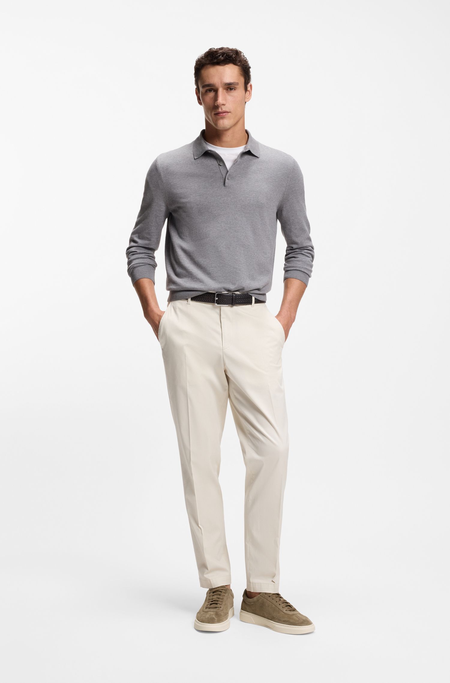 【BOSS博斯】皮革饰边皮革低帮运动鞋