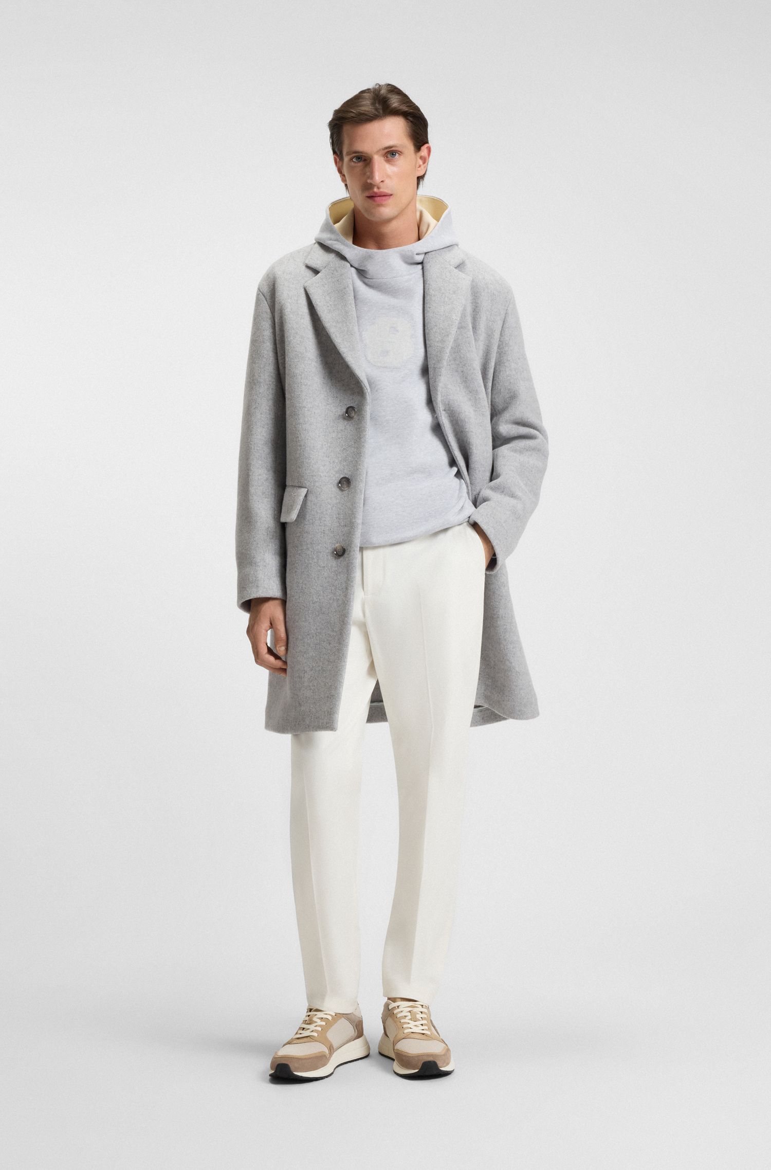 【BOSS博斯】双 B 造型交织字母图案皮革运动鞋