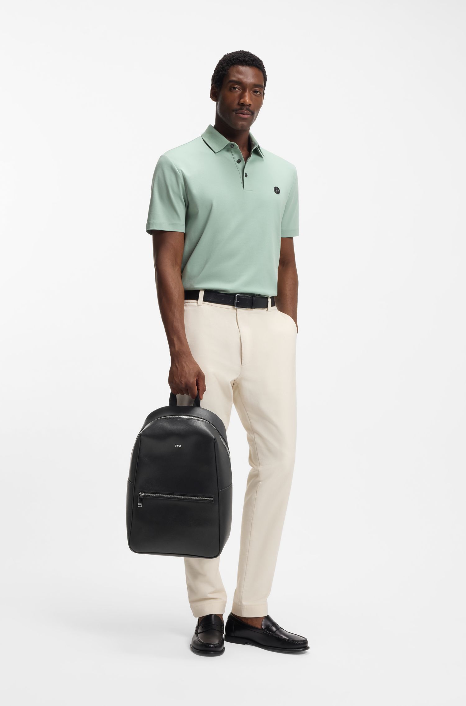 【BOSS博斯】徽标印字粒面双肩背包