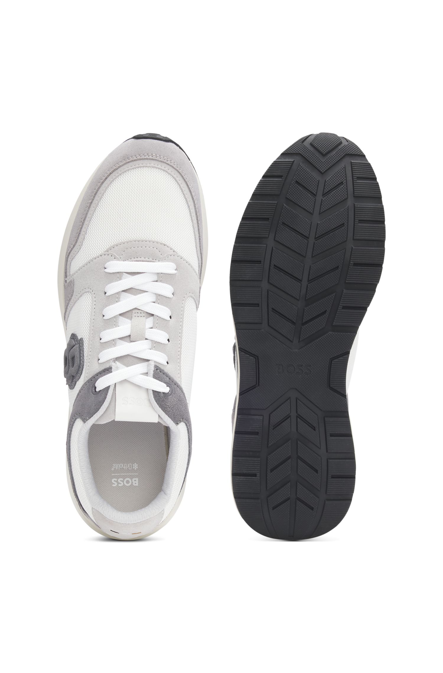 【BOSS博斯】双 B 造型交织字母图案皮革运动鞋