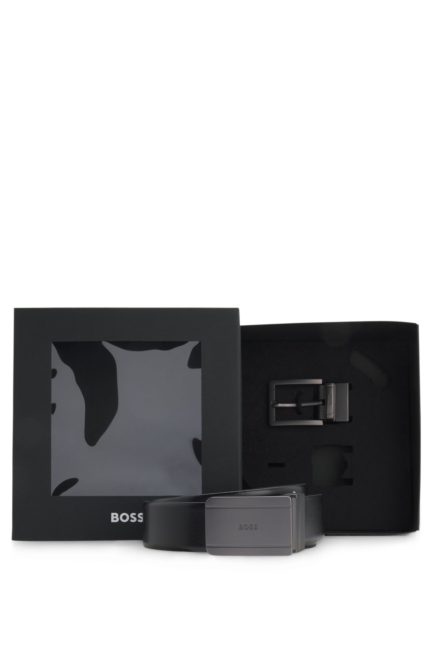 【BOSS博斯】炮铜色针扣加牌扣双面皮革腰带