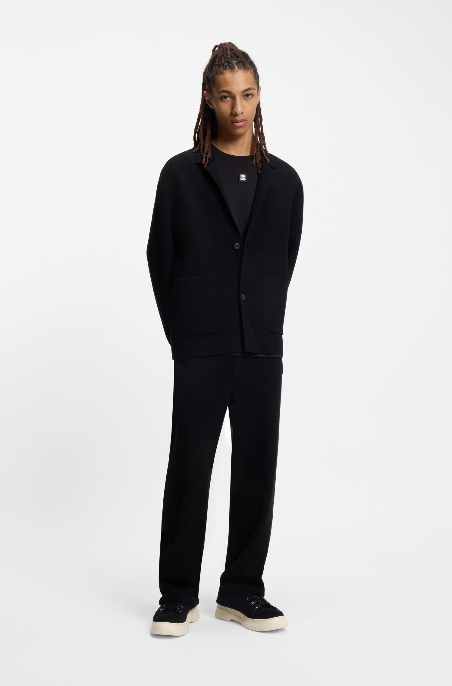 【HUGO雨果】带贴袋宽松版型针织夹克