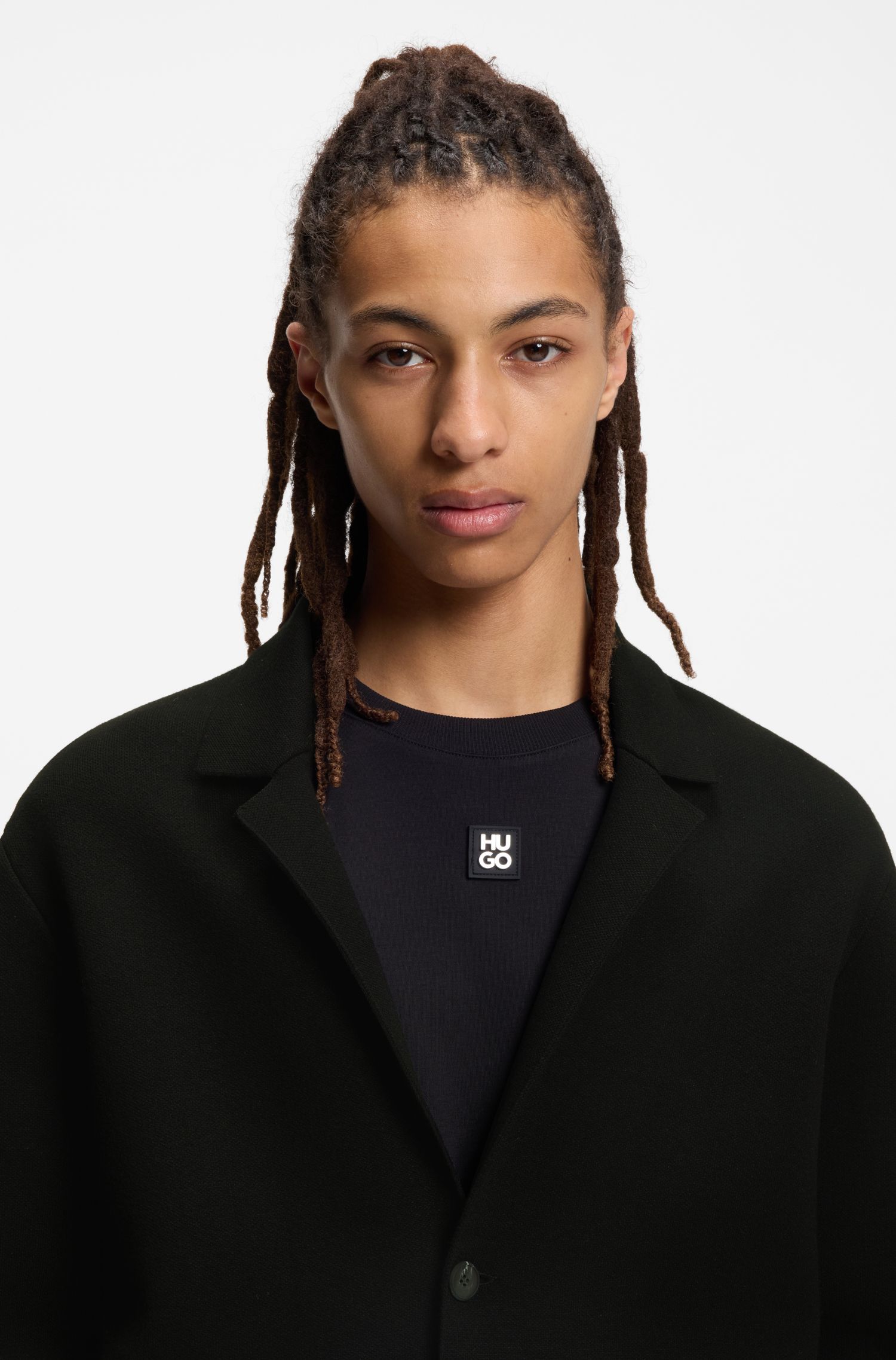 【HUGO雨果】带贴袋宽松版型针织夹克